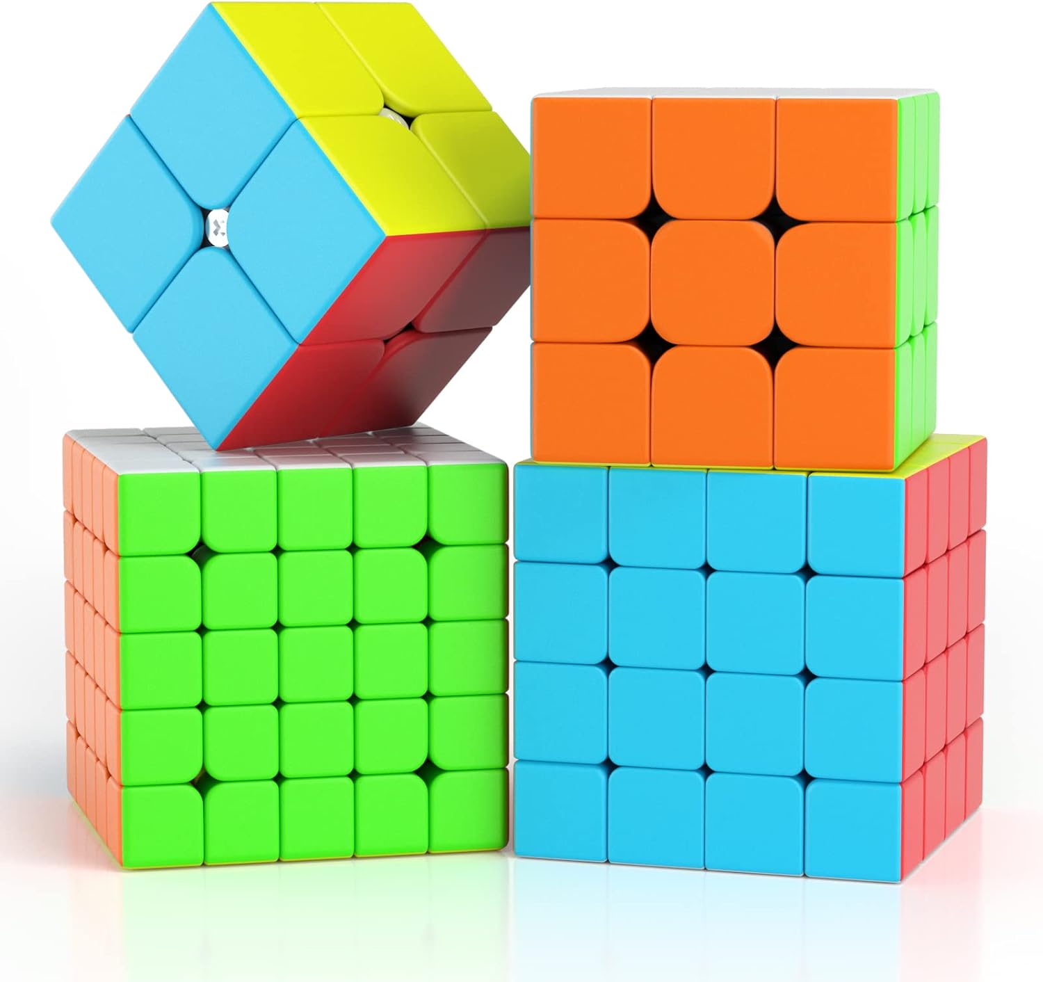 Vdealen Speed Cube Set, 2×2 3×3 4×4 5×5 Stickerless Speed Cube Bundle- Bright Magic Cube Pack, Smooth Cube Puzzle with Gift Packing Games Toy