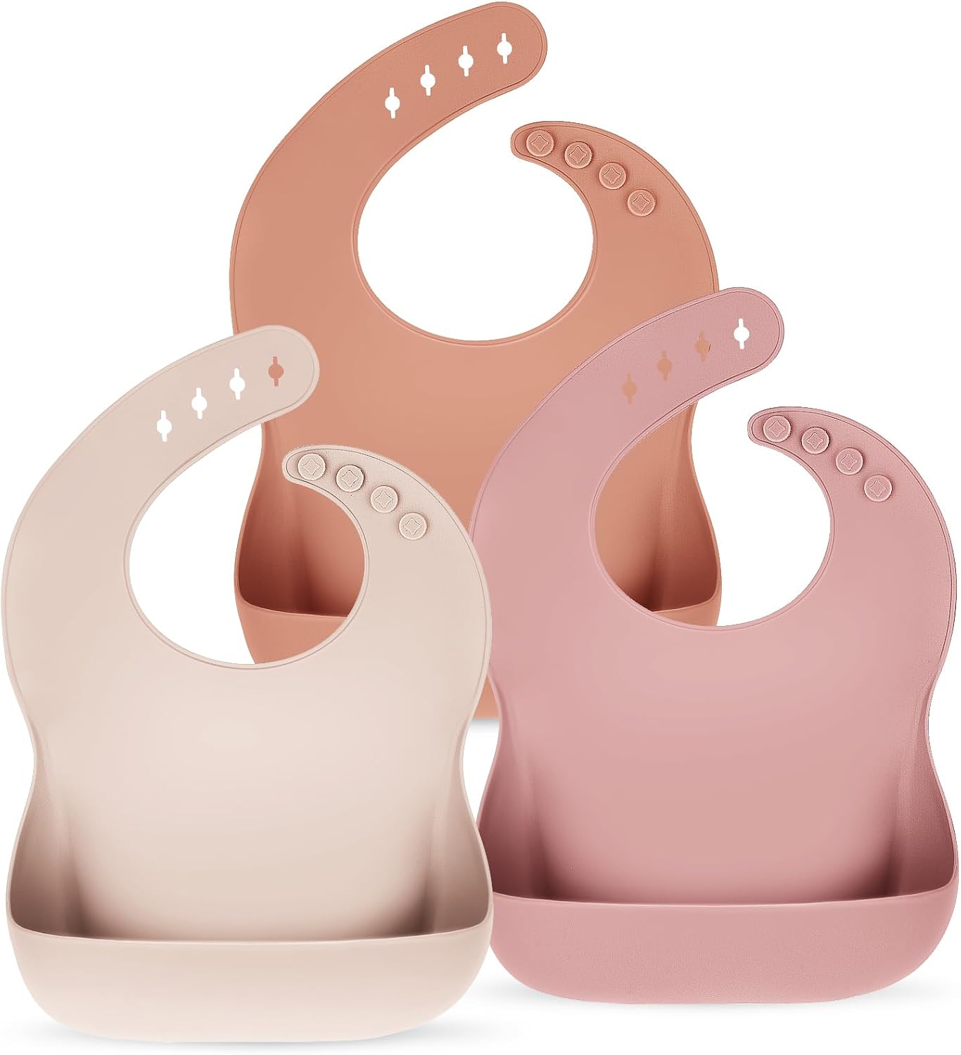 Eascrozn Silicone Bibs for Babies Toddler Set of 3, BPA Free | Soft Adjustable Waterproof Bibs for Feeding Essentials