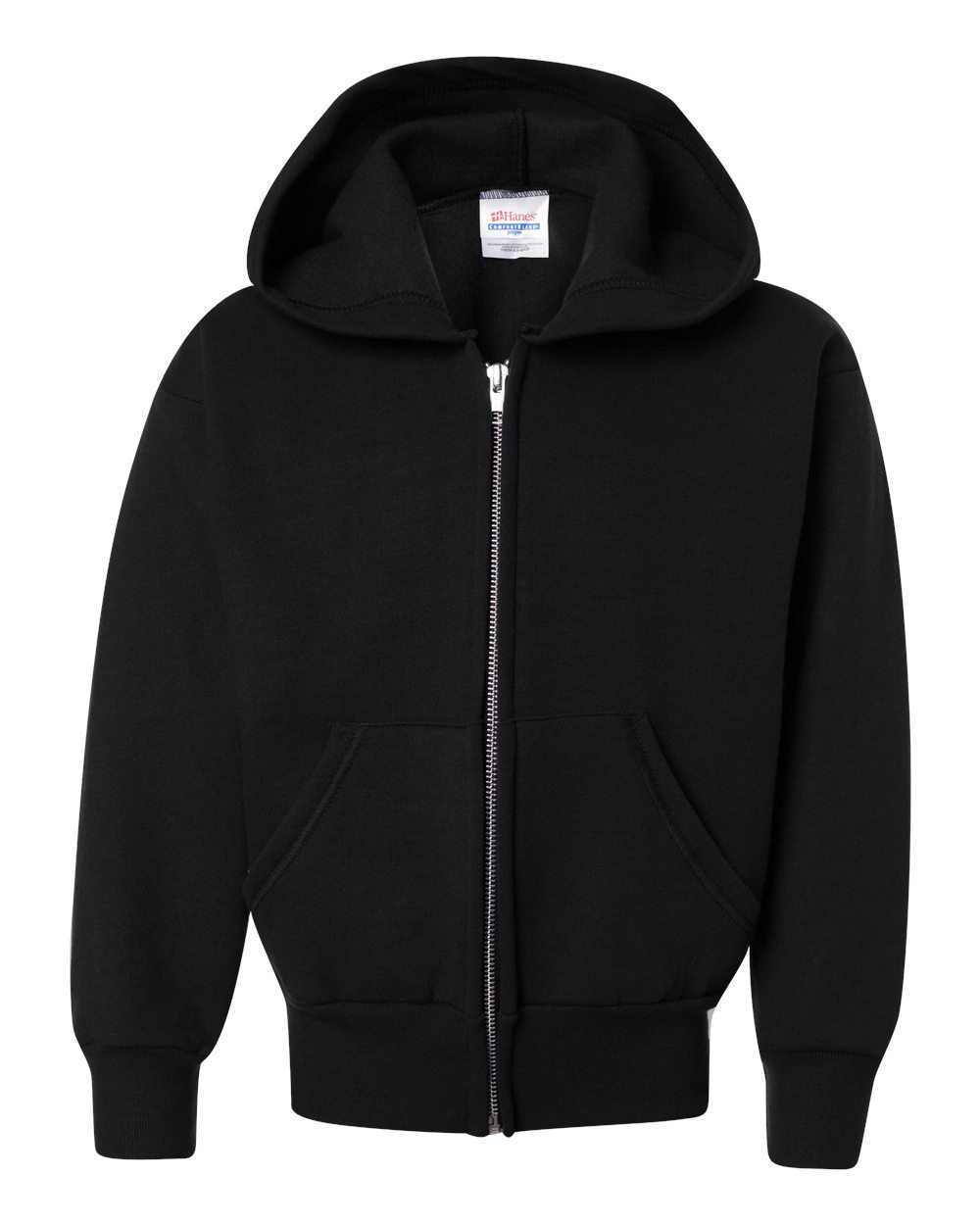 Hanes Big Boys’ Eco Smart Fleece Zip Hood, Black, Large