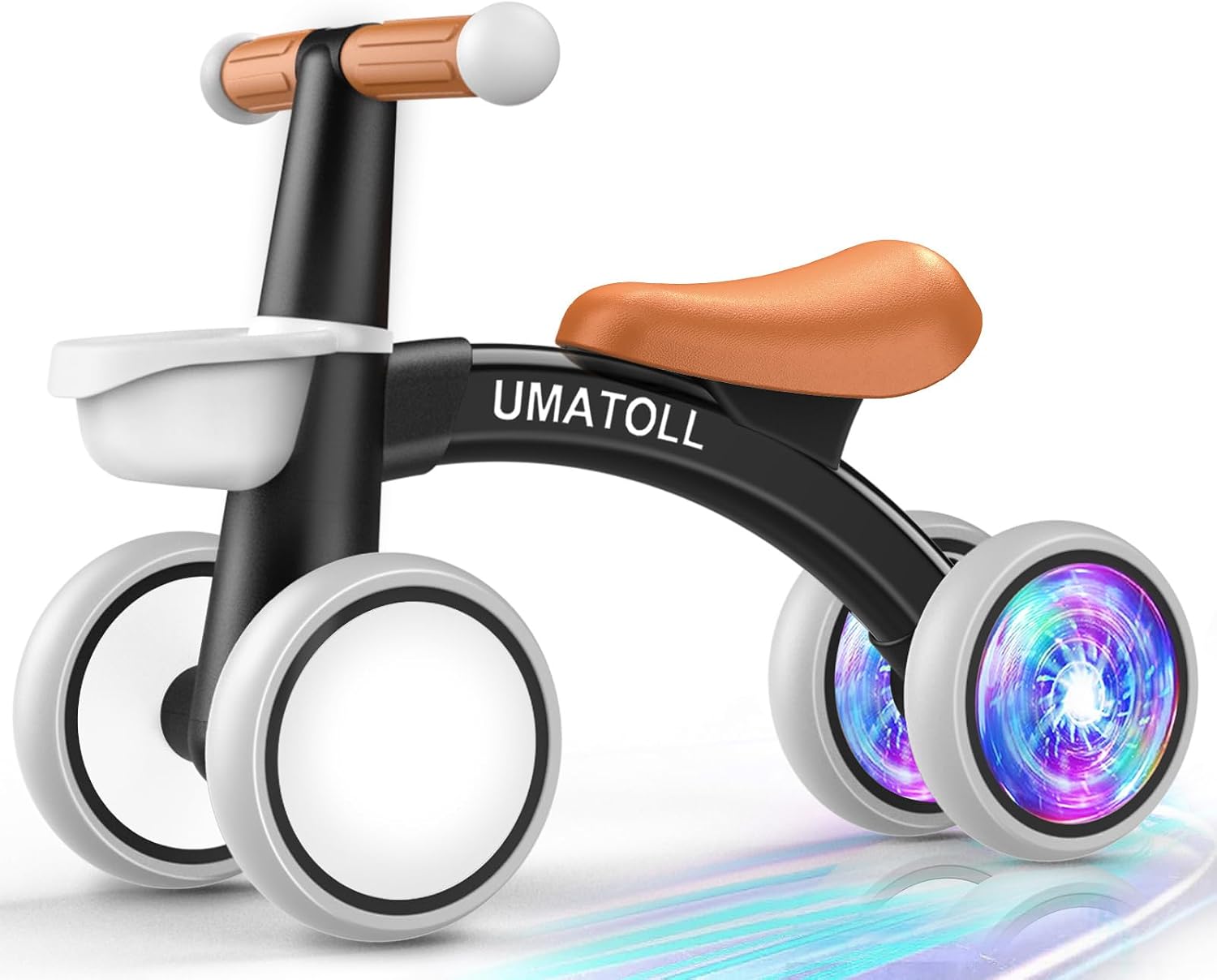 Umatoll Baby Balance Bike Toy for 1 Year Old Boy Girl, First Birthday Gift | 12-24 Months Toddler First Ride on Toys, Colorful Lighting Rear Wheels, Adjustable Seat Baby Walker, Basket