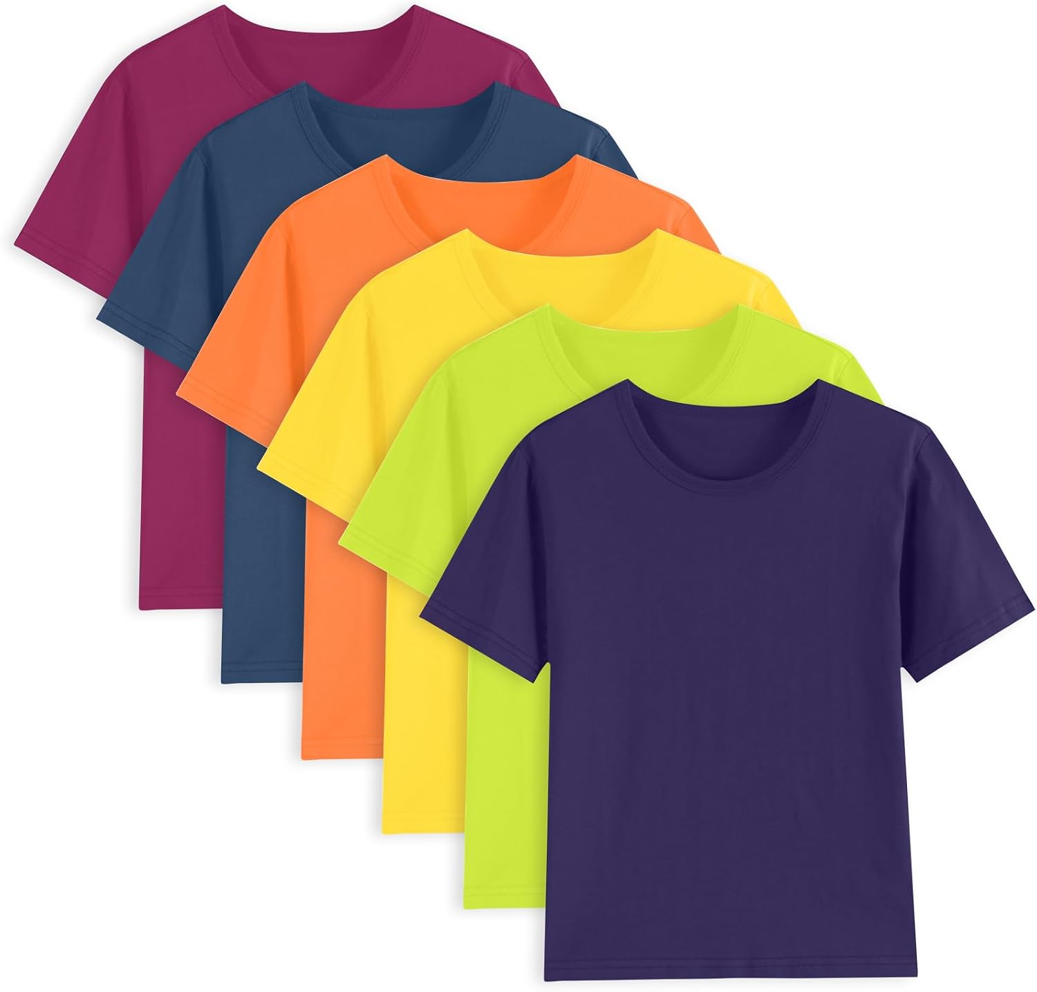 6 Pack Boys Cotton Short Sleeve T-Shirt Kids Basic Summer Tops for Toddler | 100% Cotton, Soft & Skin-Friendly, Multiple Colors, Basic Tee, Everyday Wear, Summer Clothing, Easy Matching,Ages 2-14