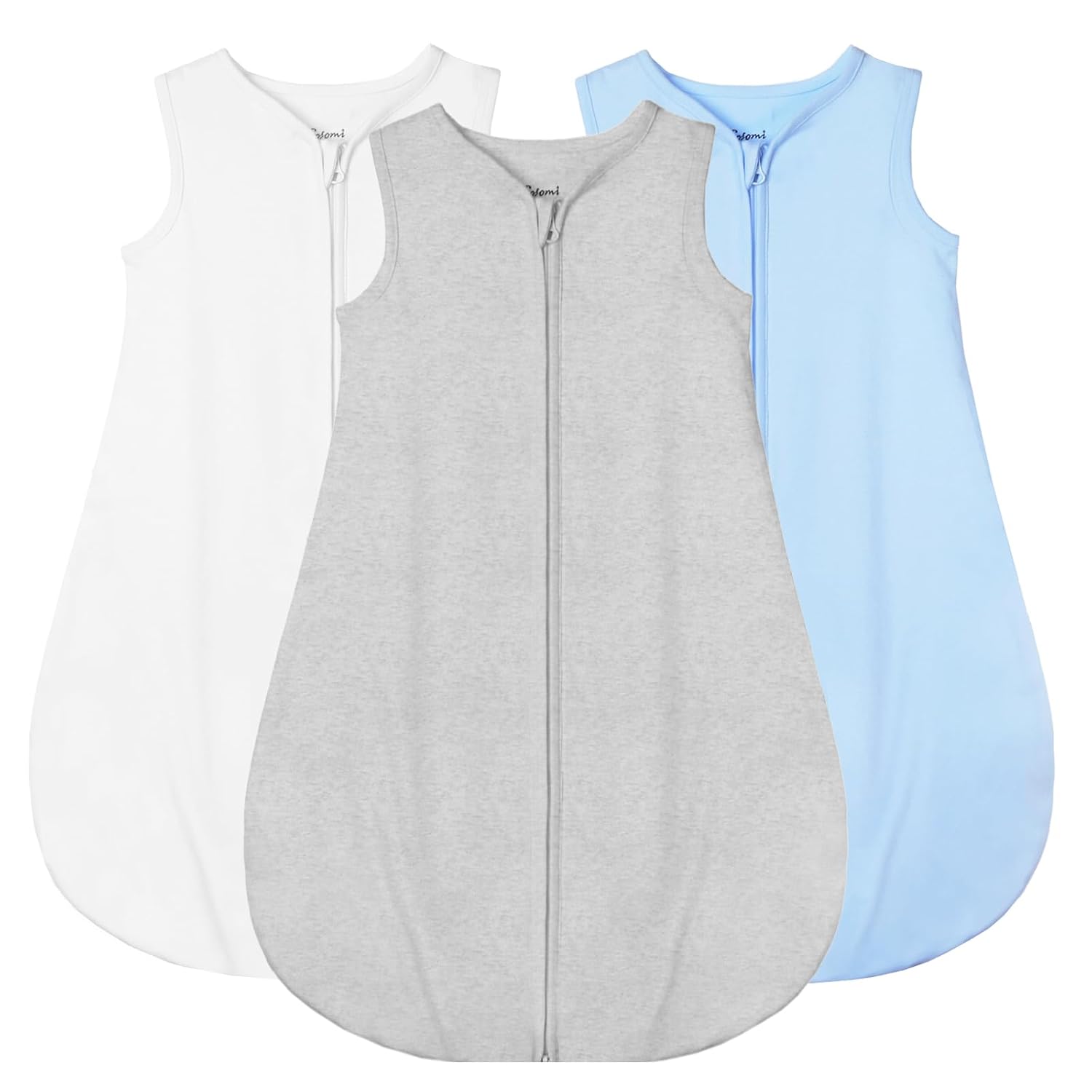 3-Pack Baby Sleep Sack 12-18 Months – 100% Organic Cotton 0.5TOG, 2-Way Zipper Wearable Blanket For Infant, Breathable Soft Lightweight Sleeping Bag, Sleeveless Baby Swaddle Blanket L Size