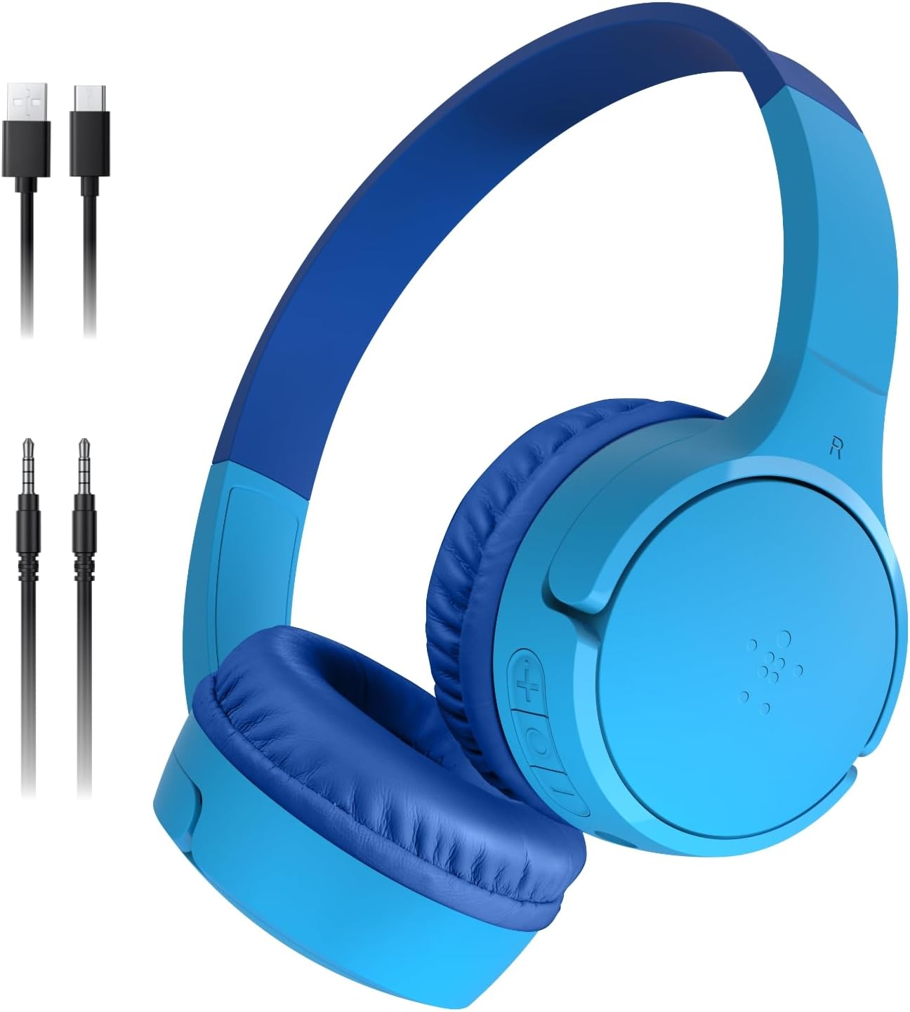 Belkin SoundForm Mini Bluetooth Kids Headphones, On Ear, 30H Battery Life | Toddler headphones, 85dB Volume Limit, Built-in Mic, Wired Connection Option, iPad, Android Tablet, School, Travel