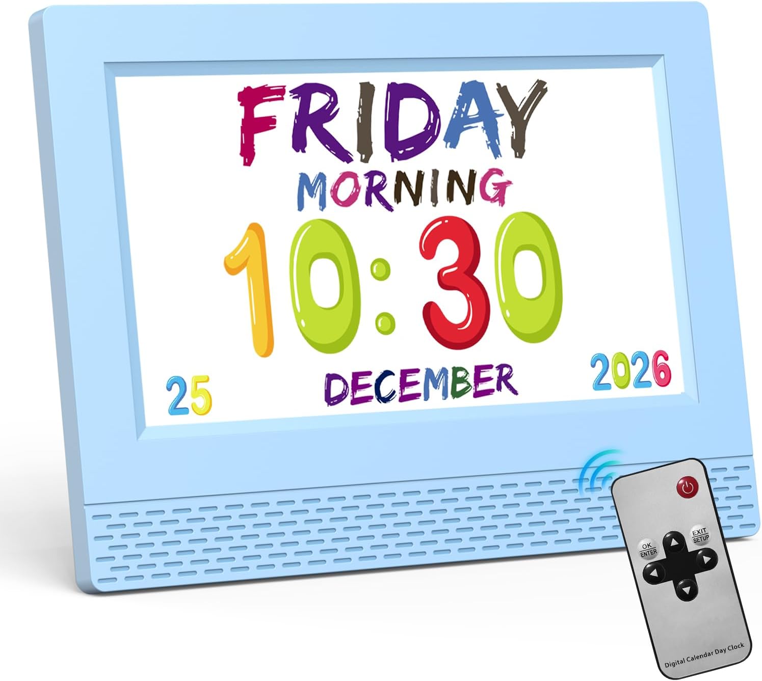 Kids Digital Alarm Clock with Voice Scene Reminders, 7″ Eye-Caring Display | Watercolor Wallpapers, Auto Dimming DST/Calendar Clock, Sleep Trainer Easy Setup Gift-Ready Box for Kids Birthday with Remote