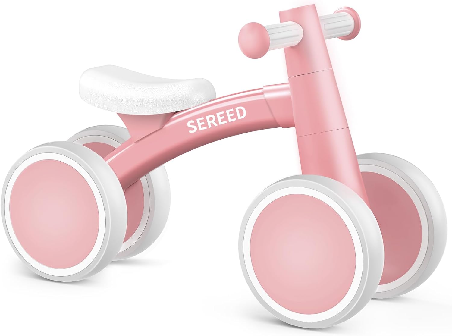 SEREED Baby Balance Bike for 1 Year Old Boy Girl, First Birthday Gift Toy | 12-24 Months Toddler Bike, First Learning Ride on Toys, 4 Silent Wheels Indoor Outdoor Baby Walker, Pink New