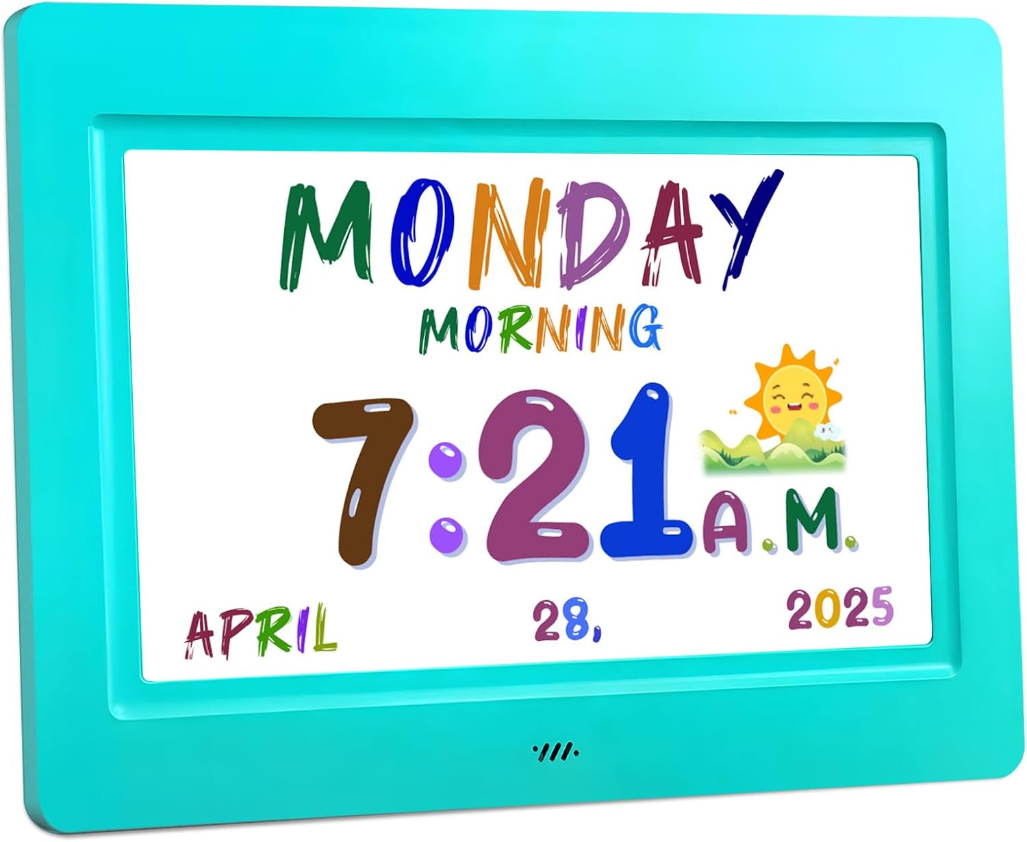SSYA Digital Calendar, Kids Digital Clock, 20 Alarms Custom Reminders, Auto DST, Large Clear Display, Alarm Clocks for Bedrooms & Kids, Easy to Use for Kids. (Blue, 7 inch)