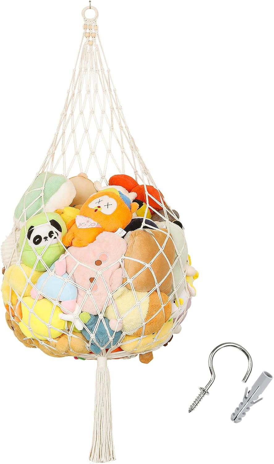 Stuffed Animal Storage Hammock Plushie Net 60-inch Stuffed Animal Net Corner for Kids’ Wall Room Decor Hanging Toy Storage Plushie Net Organizer Holder Kids Baby Nursery Wall Bedroom Home Decor (L)