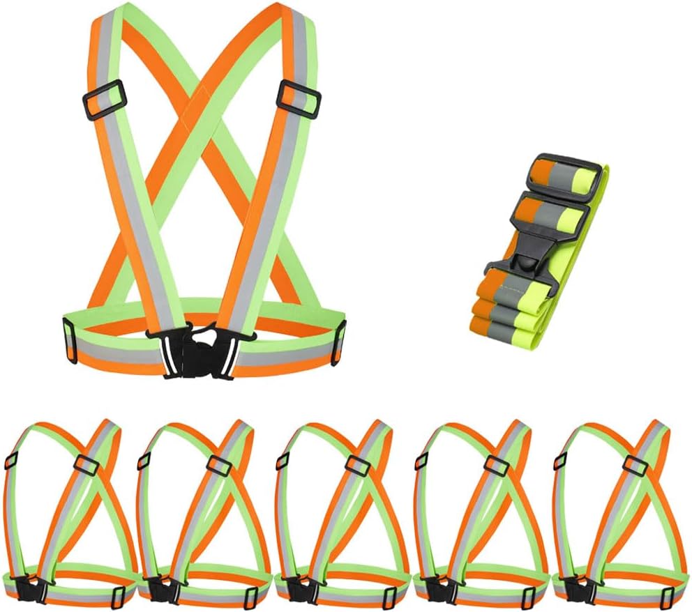 5 Pack Reflective Safety Vest for women, men and kids, Lightweight & Adjustable hi vis vest for Running, Cycling, Rucking