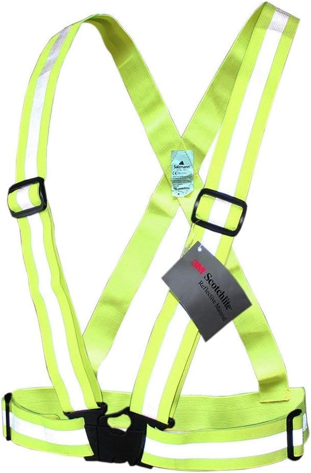 Salzmann Kids Reflective Cross Belt | Hi Vis Adjustable Safety Harness | Made with 3M Scotchlite Reflective Material | High Visibility Vest for Children | Yellow, Pink & Navy