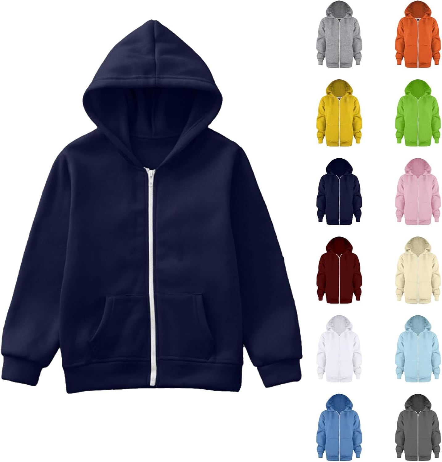Kids Zip Up Hoodie School Uniform Boys Girls Zipper Sweatshirt Oversized Y2K Fall Hooded Jackets Preppy Clothes