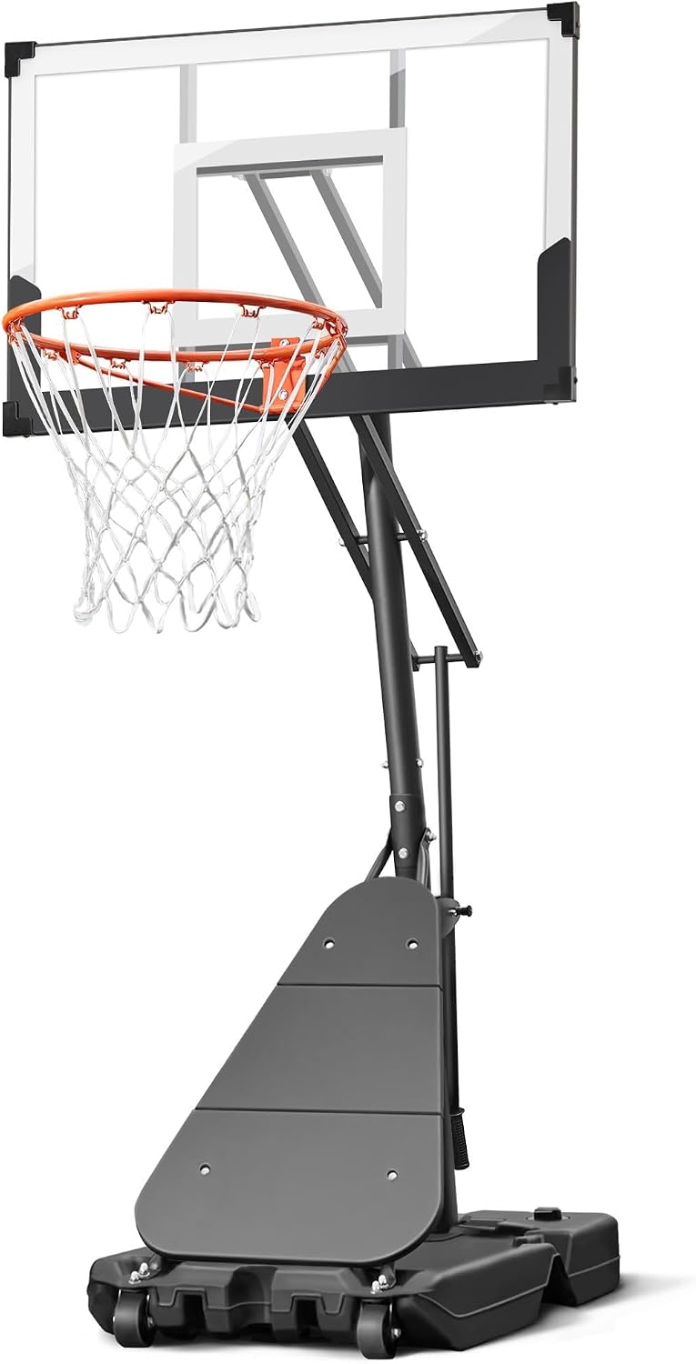 Seray Basketball Hoop 40Inch Shatterproof Backboard, 3.4-10FT Height Adjustable, Rust-Resistant Poolside Goal, Portable Court for Adults/Kids, Indoor & Outdoor Rim