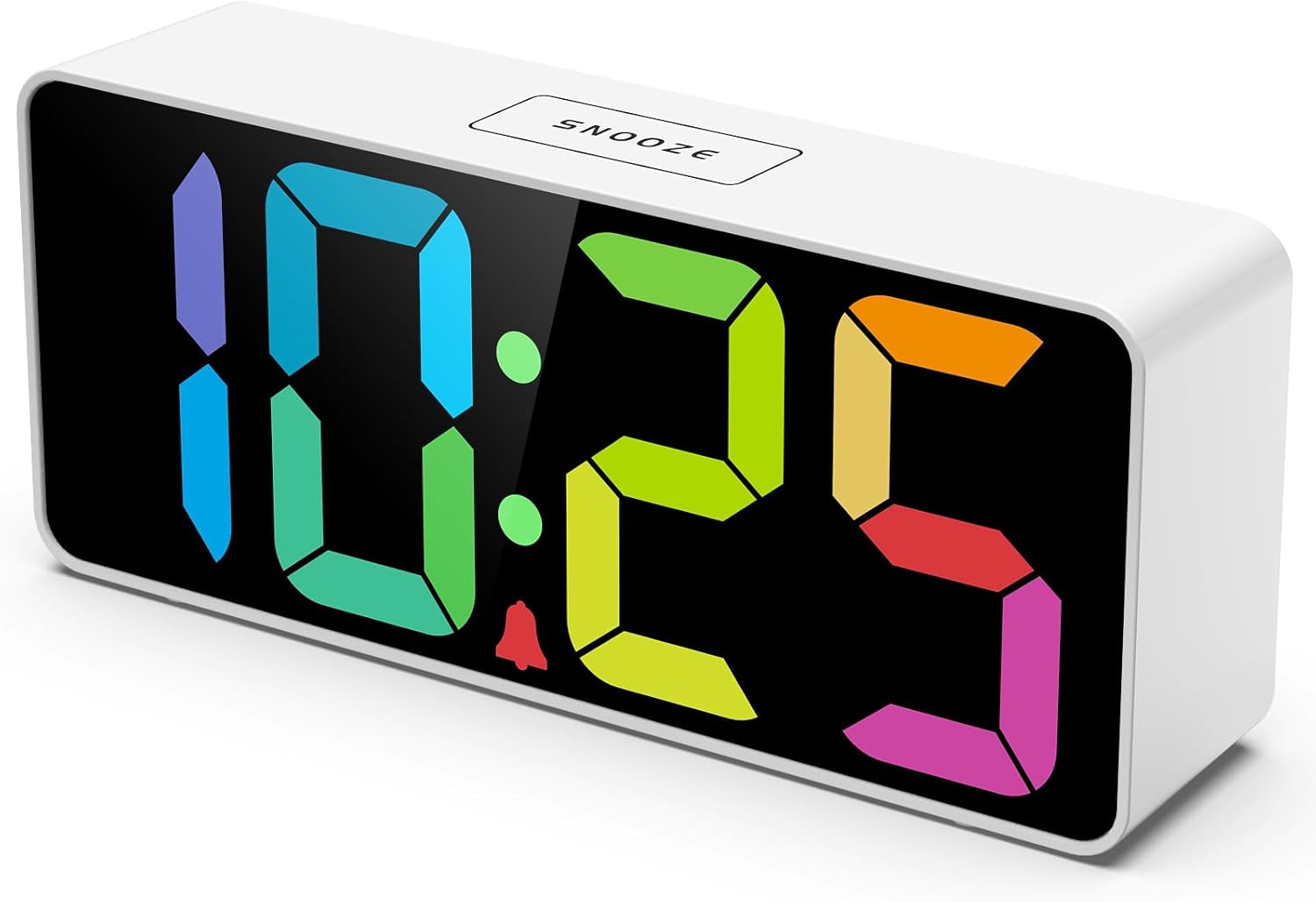Welgo 7.5 Inches Large Dimmable Digital Alarm Clock for Seniors & Kids | 0-100% dimmable display, USB charging port, adjustable volume, easy snooze, outlet-powered for bedrooms