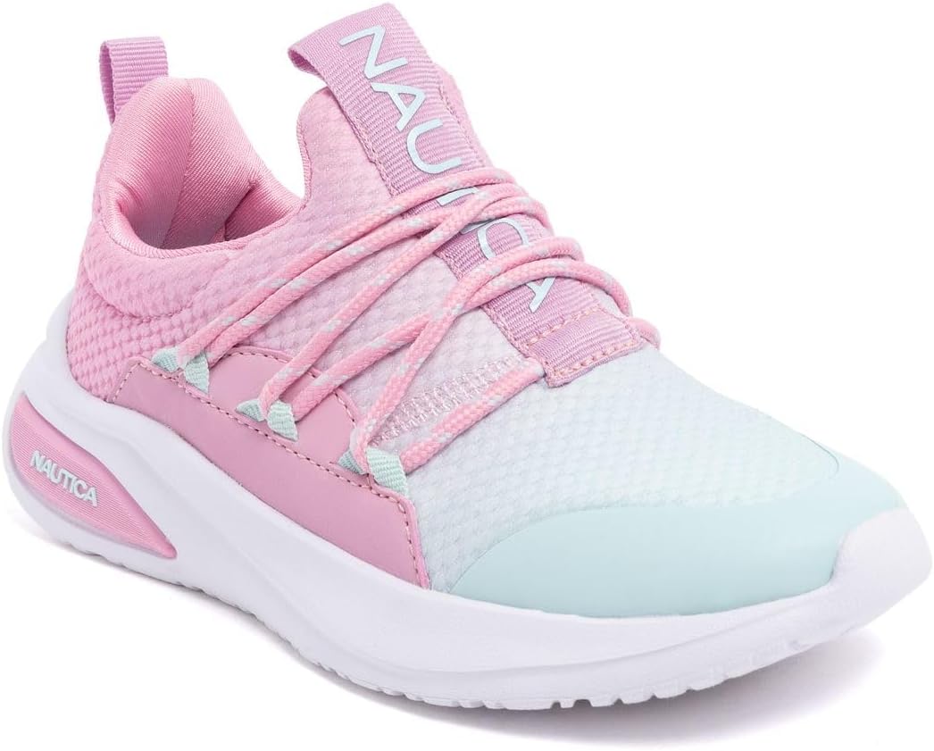 Nautica Girls Athletic Slip-On Sneakers, Comfortable Bungee Running Shoes, Stylish Tennis Footwear for Active Kids, Big Kid, Little Kid, Toddler
