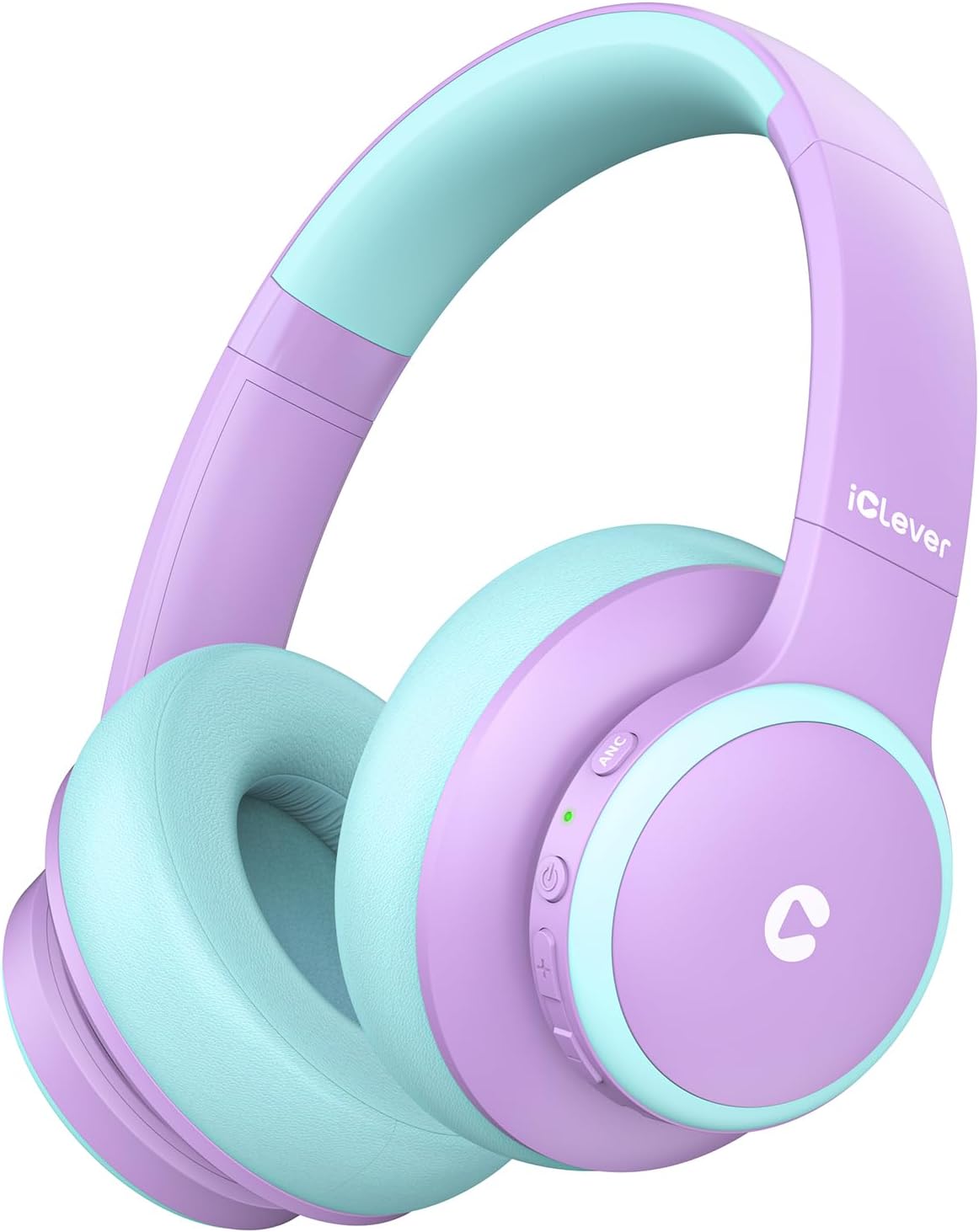 iClever BTH26 Active Noise Cancelling Headphones for Kids, 60H Playtime | SafeSound Tech 3.1, USB C Fast Charging, Bluetooth5.4, Kids Bluetooth Headphones, with Mic AUX Cord for iPad Airplane, Purple