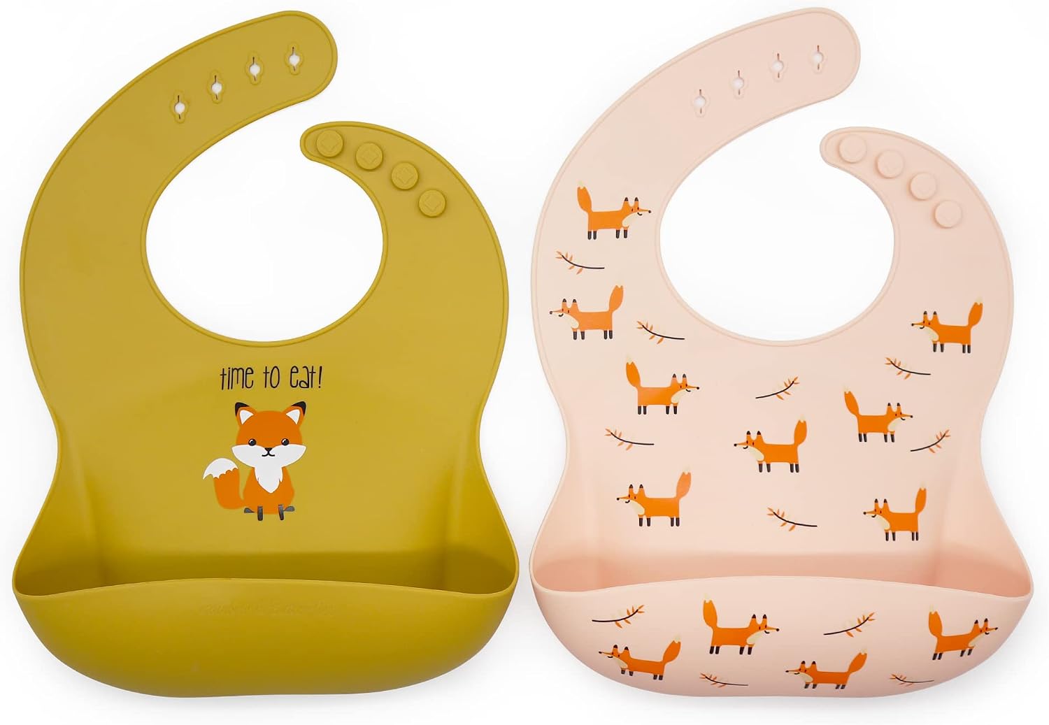 Rainbow & Butterflies |Set of 2| Silicone Baby Bibs – BPA Free, Easy to Clean, Waterproof, Soft, Durable with Food Catcher