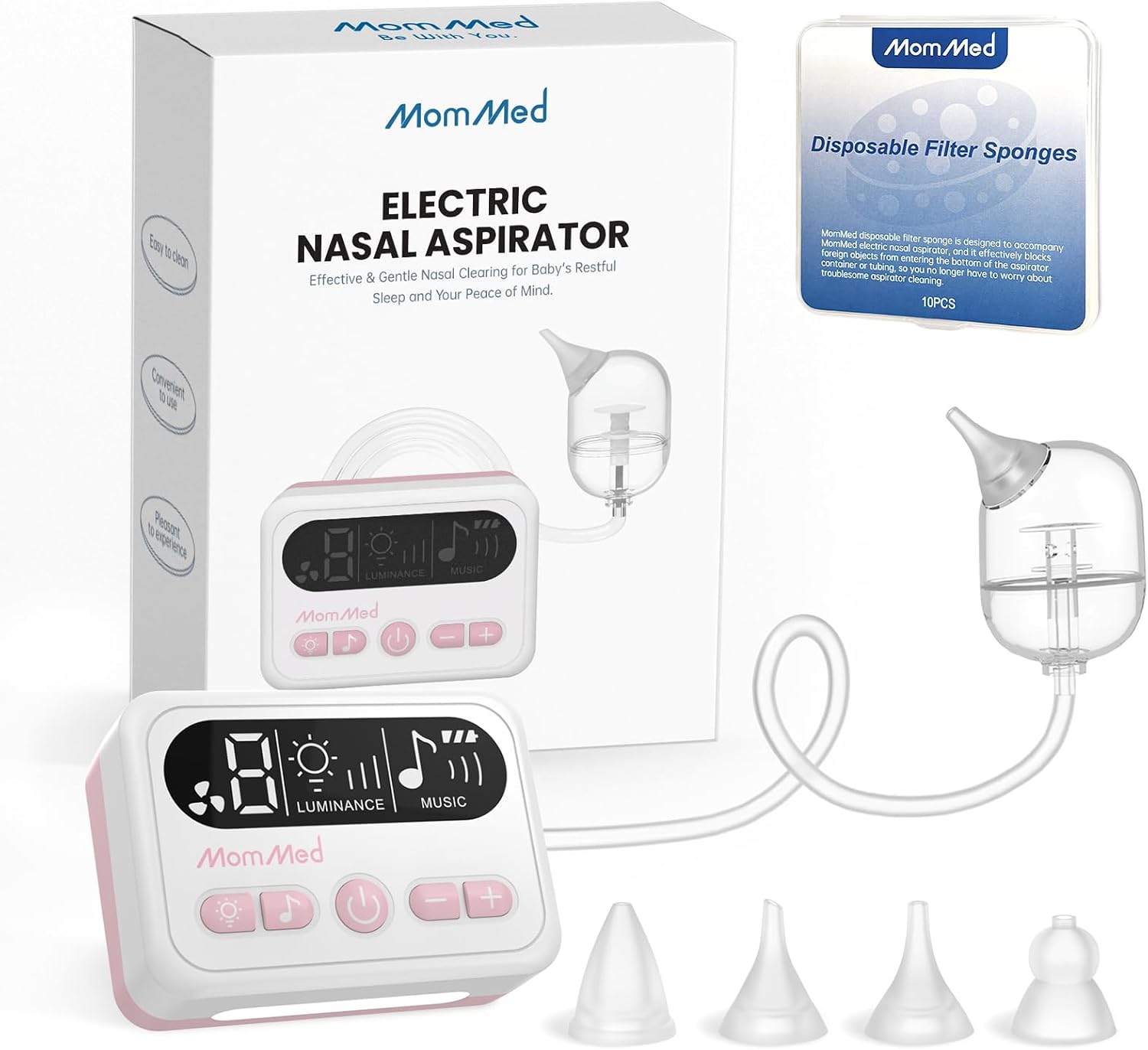 Electric Baby Nasal Aspirator with 9 Adjustable Suction Levels, Larger Suction Chamber, 4 Soft Silicone Tips,10 Filter Cotton Pads