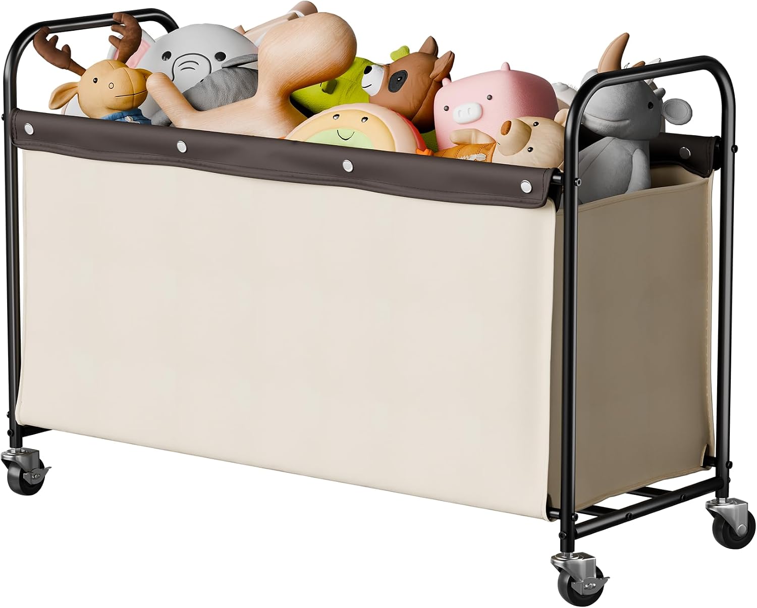 StorageWorks 135L Extra Large Toy Storage Box with Wheels for Boys Girls | Sturdy Metal Frame, 360° Swivel Wheels, Child-Safe Rounded Design, Washable Fabric, Easy Assembly for Kids Rooms & Bedrooms