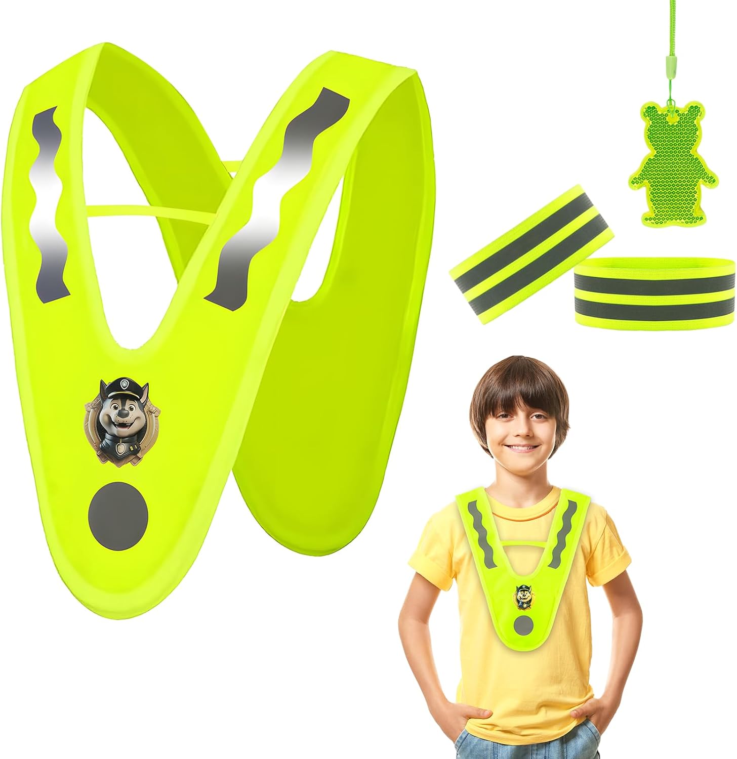 Kids Reflective Vests,High Visibility Child Safety Vests with Reflective Bracelets for Cycling Outdoor