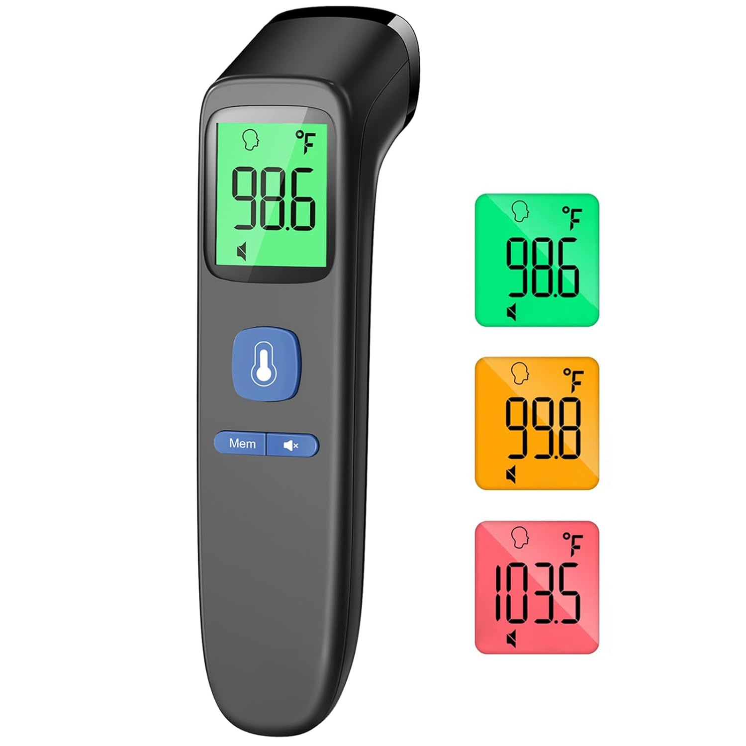 Non-Contact Forehead Thermometer for Adults and Kids, 1 Second Result | Accurate Reading with Large Display, Mute Mode, Memory Recall, Fever Alarm, Easy to use for Home & Hospital