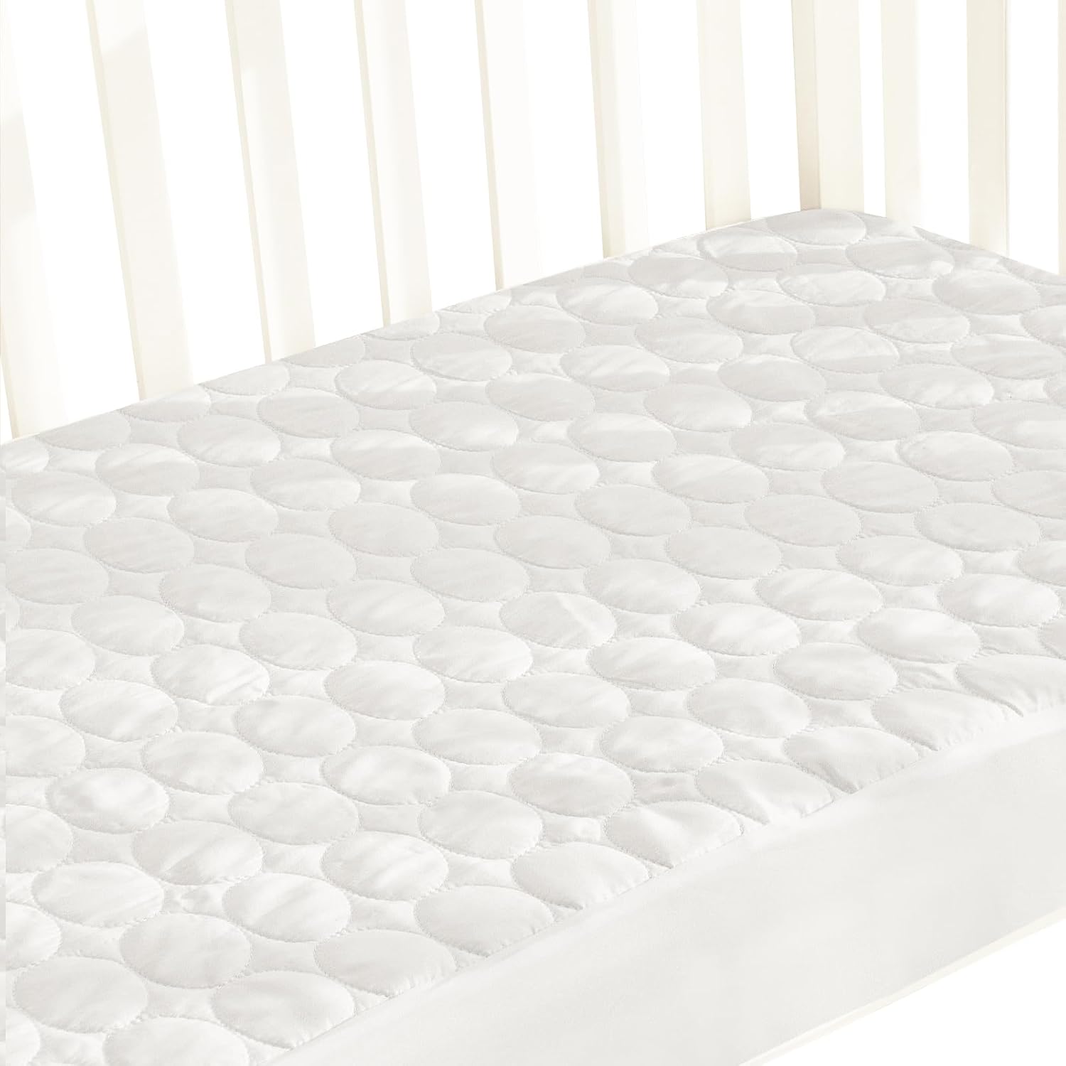 Biloban Crib Mattress Protector Waterproof Sheets Fitted 52” x 28”, White | Ultra Soft Crib Mattress Pad Cover, Machine Washable & Dryer Fit Baby Toddler Bed Mattress Protector