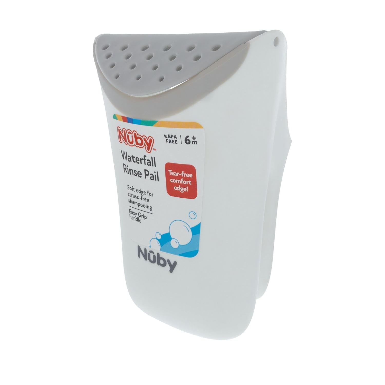 Nuby Waterfall Rinse Pail – Gentle Rinsing Water Scoop for Tear-Free Infant and Toddler Bath Time – 6+ Months – Baby Bath Essentials
