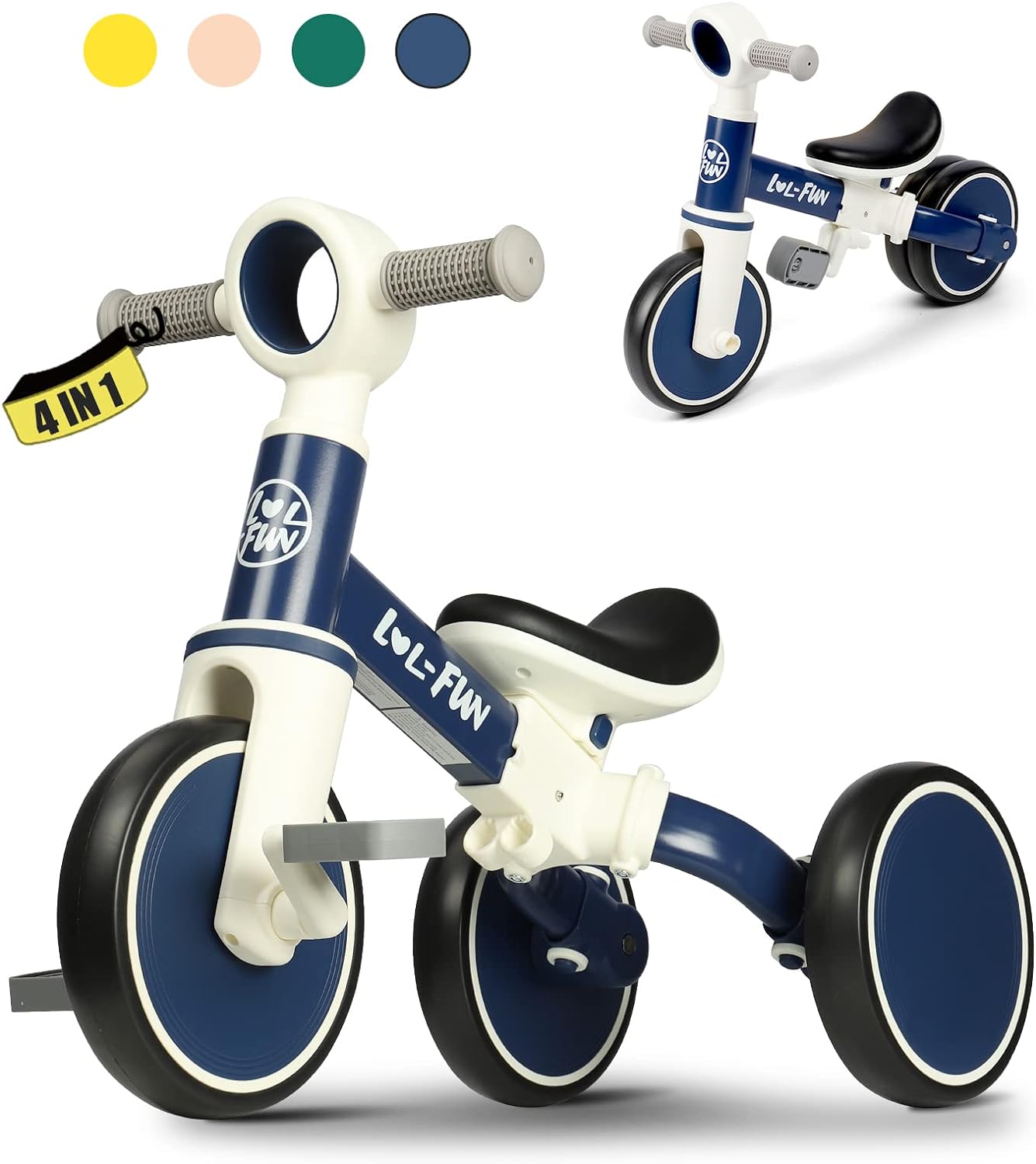 Toddler Balance Bike for 1 2 Year Old, 4 in 1 Tricycle for Toddlers 1-3 | Baby Boy Girl Birthday Gift, Ride On Toy, Kids Trike 2-4, Removable Pedal, Easy Assembly