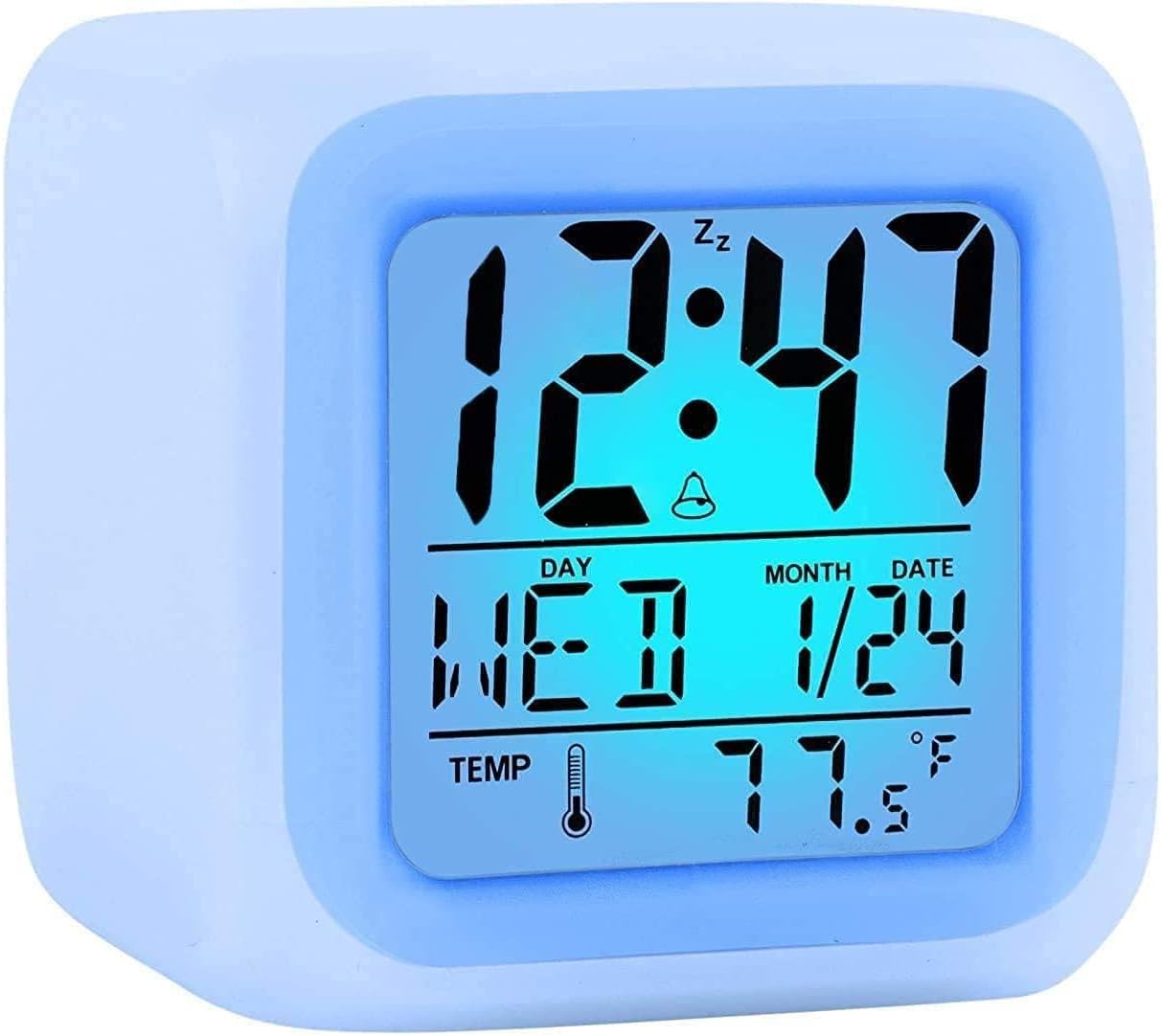 Kids Alarm Clock 7 Color Night Light, Digital Alarm Clocks with Snooze, Alarm Clock for Kids, Wake Up Digital Clock for Room Decor,Temperature, Gift for Girls Boys