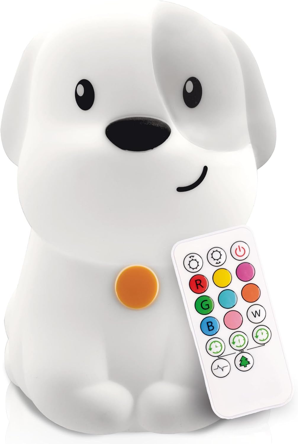 Puppy Night Light with Remote, Squishy Silicone Lamp for Kids | Tap Control | Rechargeable 9-Color Changing Soft Glow | Nursery Nightlight for Kids | Portable Animal Nightlight | USB Cord