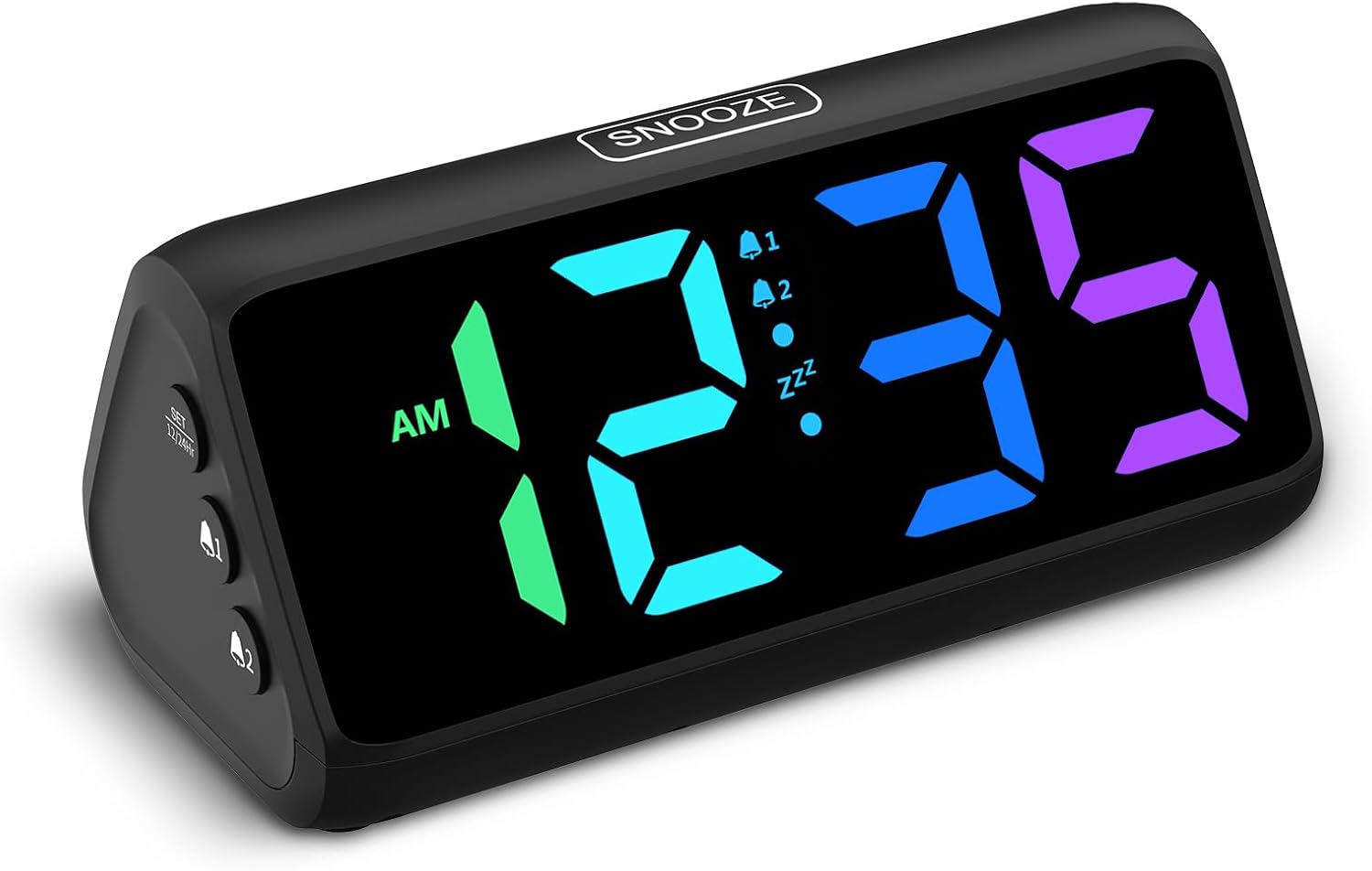 Loud Alarm Clock for Heavy Sleepers, RGB Alarm Clocks for Bedrooms Seniors Kids, Plug in Digital Clock with 5 Dimmers, 2 Alarms, 4 Volumes and Snooze