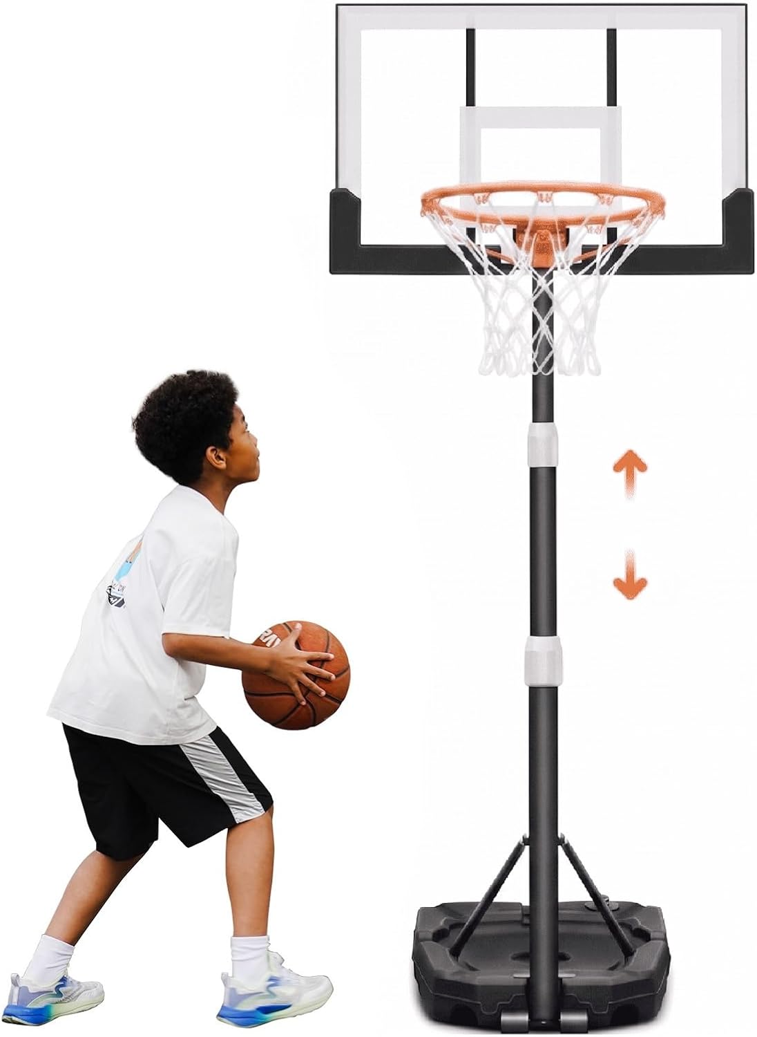Seray Kids Basketball Hoop Outdoor [Patented 6s Safe-Adjust] 3.2-7.2FT, Indoor/Poolside/Mini Basketball Hoop for Kid/Toddler/Youth/Adult in Backyard/Driveway,Shatterproof Backboard and Enlarged Base