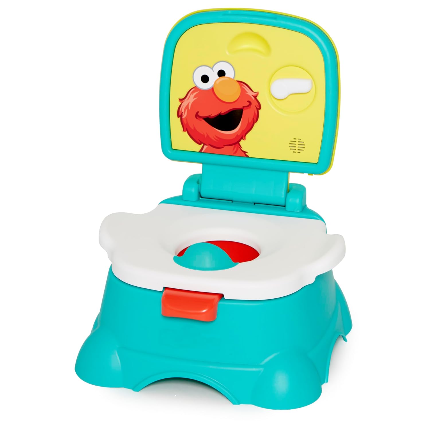 Sesame Street Elmo Hooray 3-in-1 Potty Training Toilet Seat and Step Stool, Easy to Clean Design with Flush Handle and Sounds, Portable and Great for Travel, Perfect for Toddler Boys and Girls 1-3