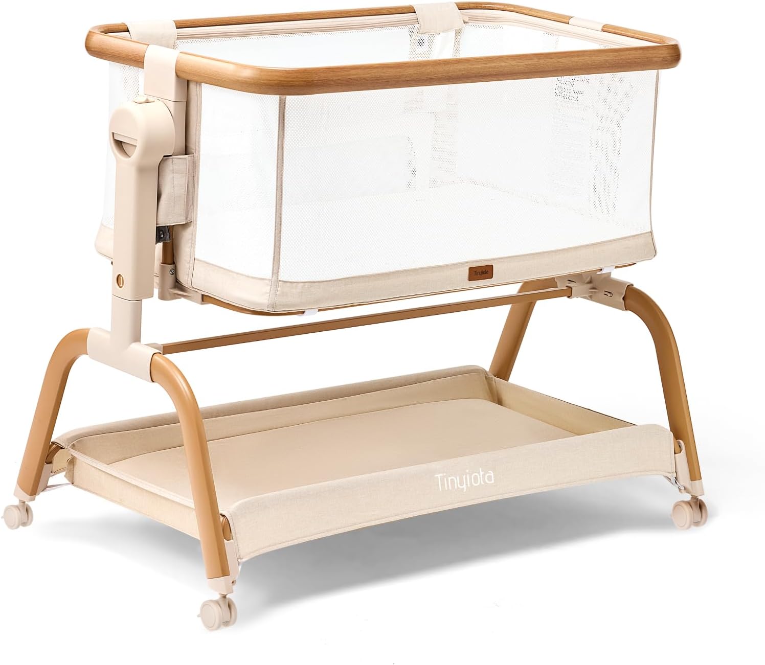 Tinyiota 3 in 1 Baby Bassinet,Rocking Bedside Crib Sleeper for Newborns | 6 Height Adjustable Bassinet with Mattress and Soft | Breathable Sheet | Full-Mesh Sides | 4 Wheels,Stable&Cozy Crib for Baby