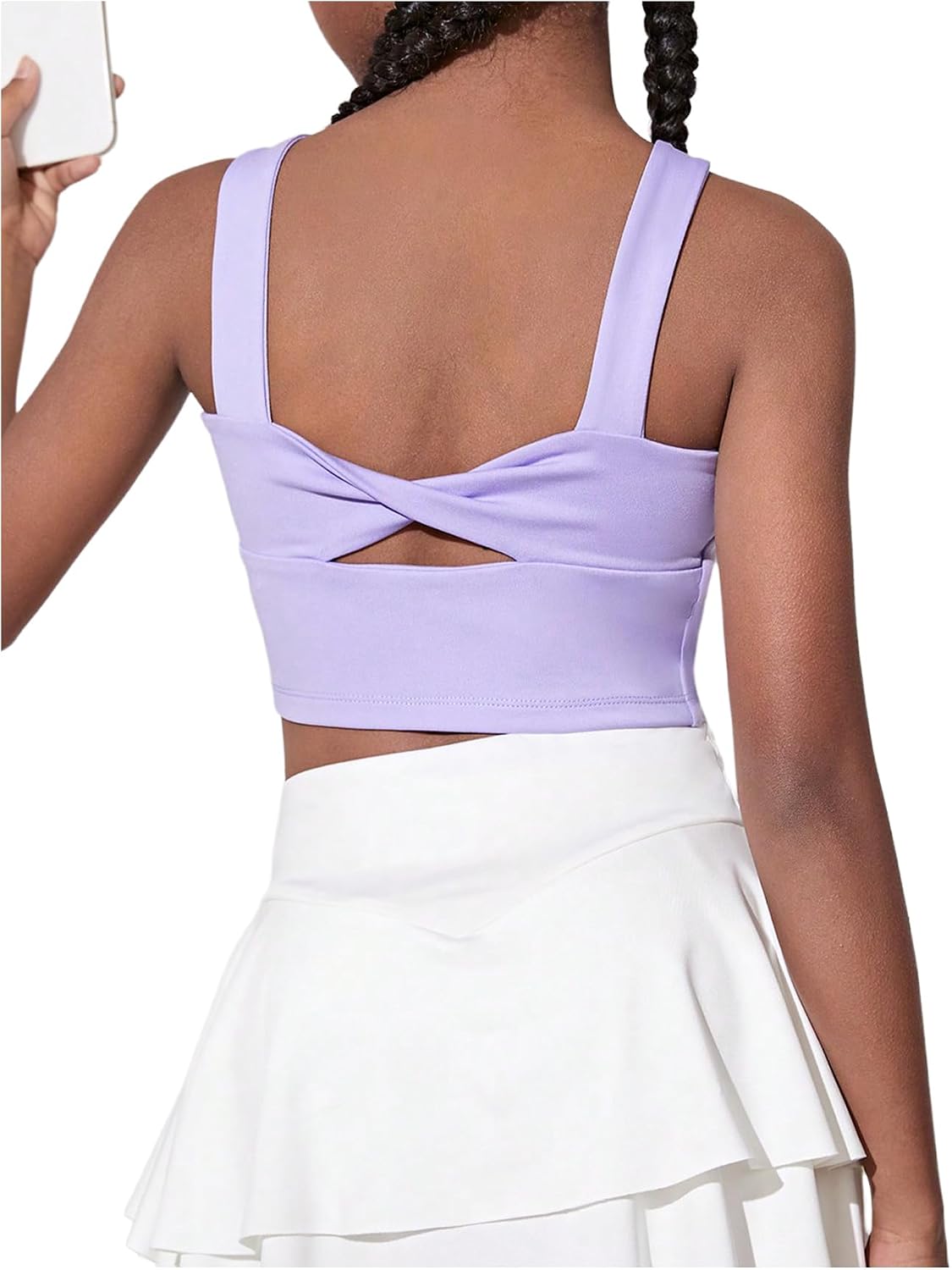 WDIRARA Girl’s Twist Back Sports Bras Backless Tank Top Workout Shirts | Twist Back, Backless, Workout, Dancewear, Cheer Practice Top