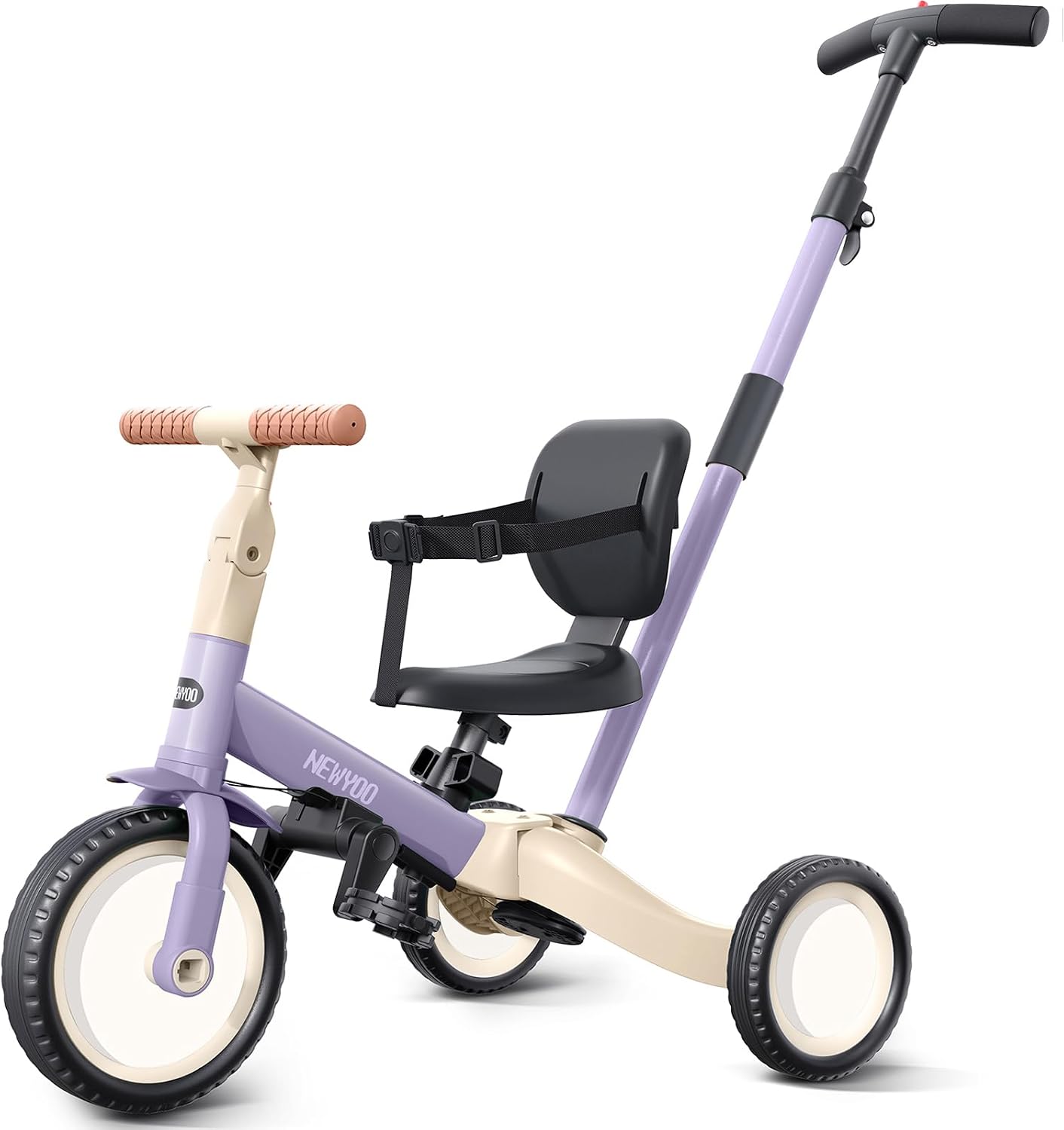 newyoo TR007 5-in-1 Tricycle for Toddlers 1-3, Toddler Bike, Birthday Gift | Toddler Trike with Push Handle Lets Parents Steer and Converts to Balance Bike, Fun Outdoor Toy for Boys and Girls, Purple