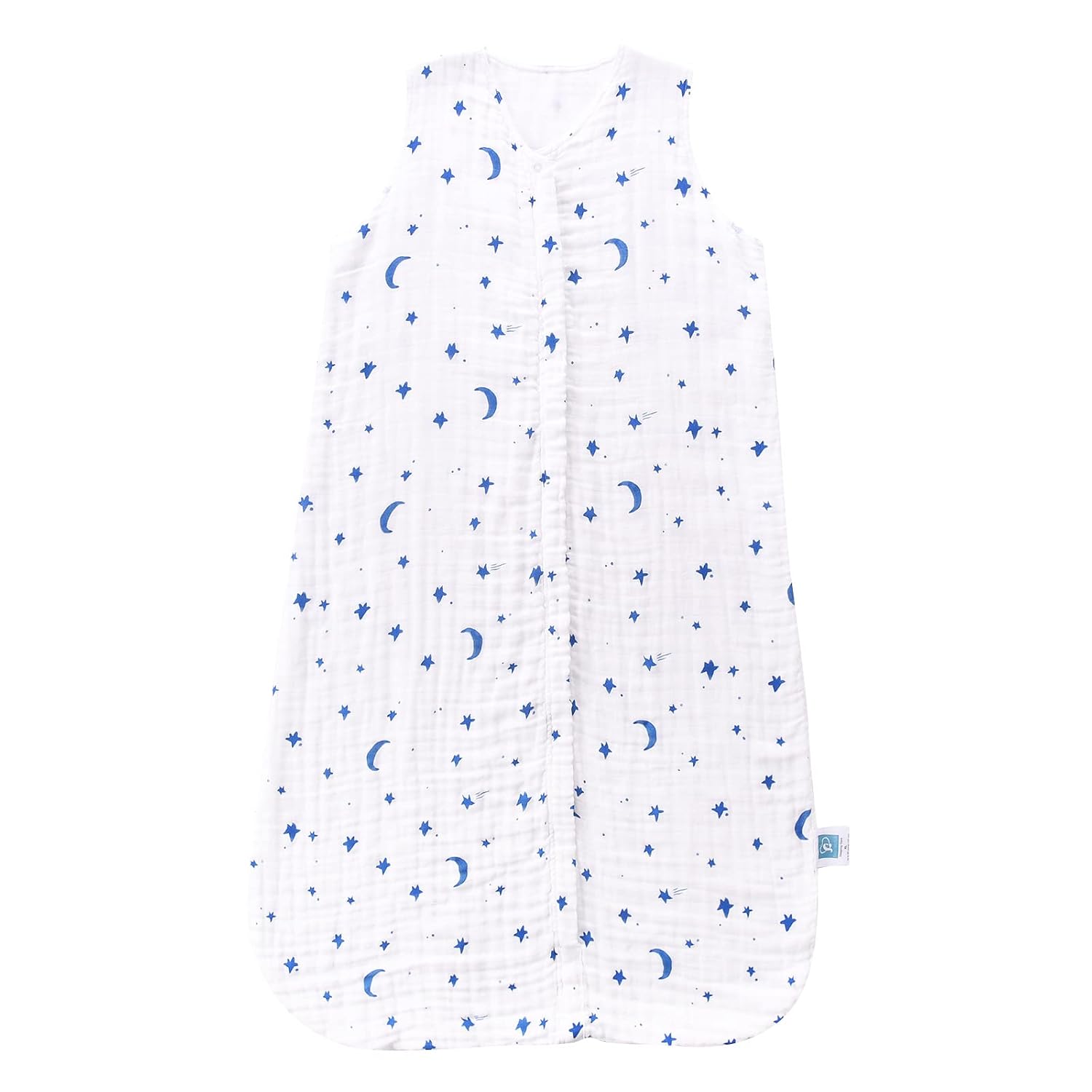 Toddler Sleep Sack 2-4T, 0.5 TOG Lightweight Wearable Blanket for Baby, 100% Organic Cotton Muslin 4 Layers, Sleeveless Sleeping Bag, 2-Way YKK Zipper, OEKO-TEX Certified, Blue Star Moon