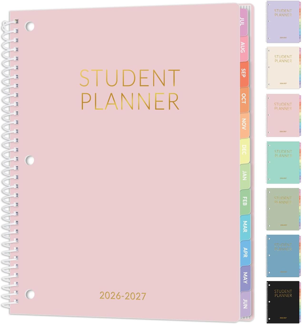 Student Planner 2026-2027, SUNEE Academic Weekly & Monthly Plan Book, Jul. 2026 – Jun. 2027, 8.5″×11″ School Planner, Lesson Plan Book with Week’s Goals, Bookmark, Monthly Tabs, 3-Hole Punched, Pink