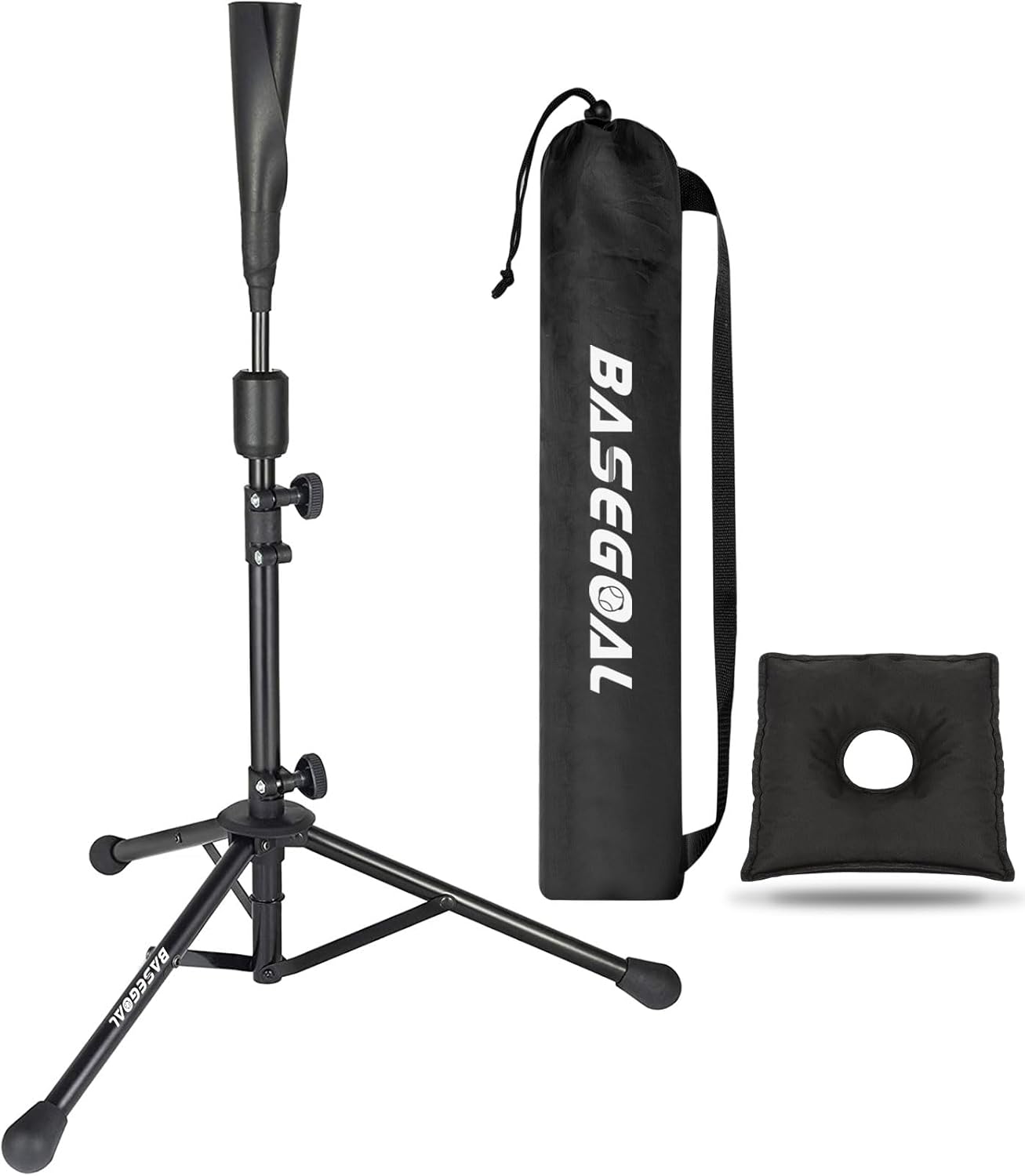 Baseball Tee Batting Tee Adjustable Height with Weighted Sandbag | Tripod stand hitting tee;Travel Portable Softball tee with carry bag, indoor & outdoor baseball practice use