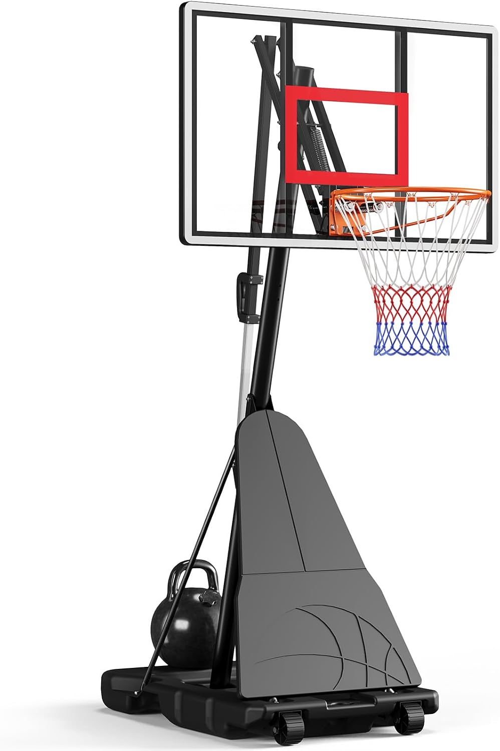 Basketball Hoop Outdoor 44″ PC Backboard, 5.5-10FT Adjustable Basketball Goal with Rebound Board, Portable Basketball Hoop for Kids Youth Adults Play Outdoor/Indoor, 225LBS Max Capacity