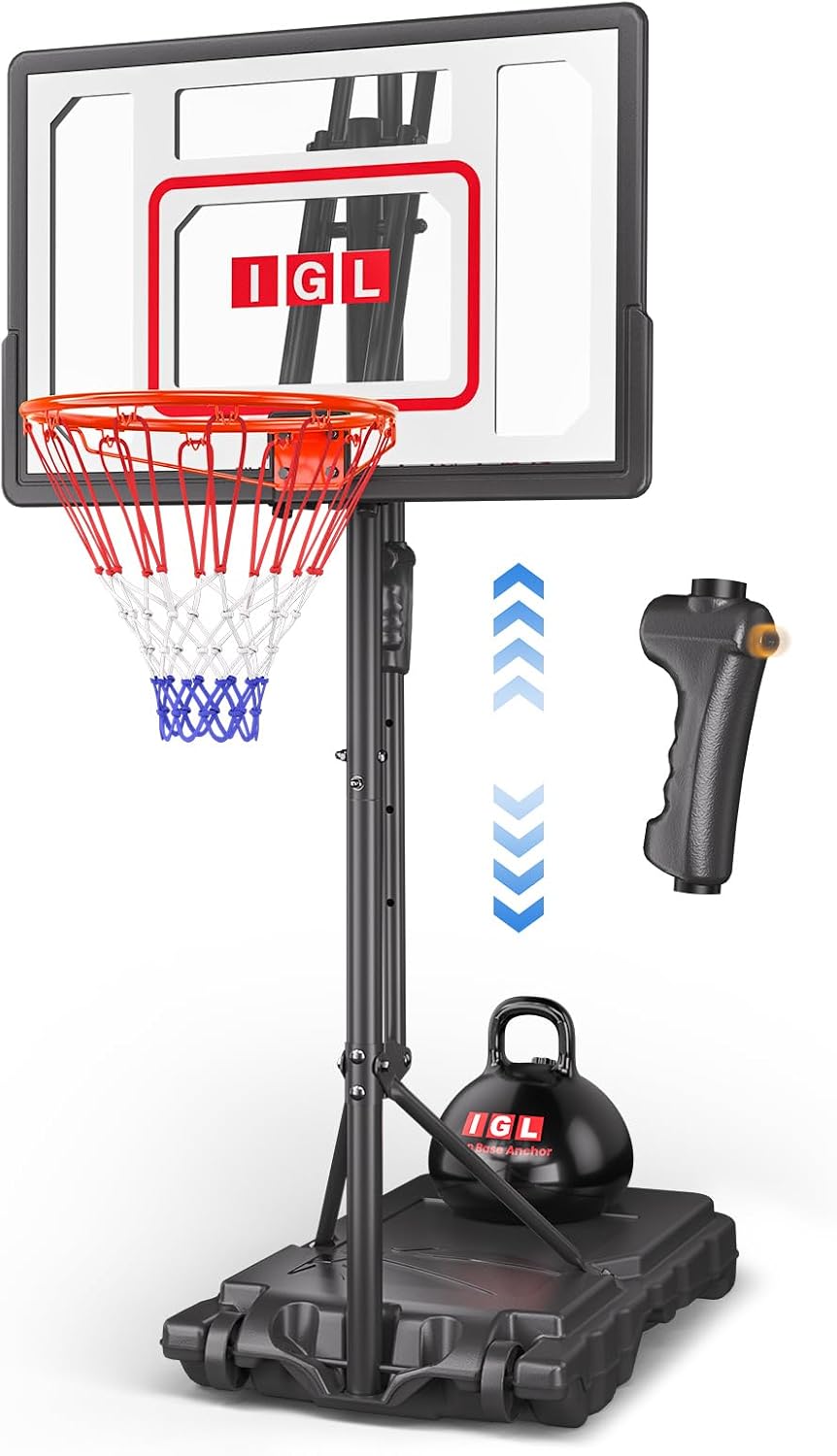Kids Basketball Hoop Outdoor | 4-8.5ft Adjustable Height | 33″ Shatterproof Backboard | Fillable Base & Extra Anchor | Portable Goal w/Wheels for Backyard Driveway