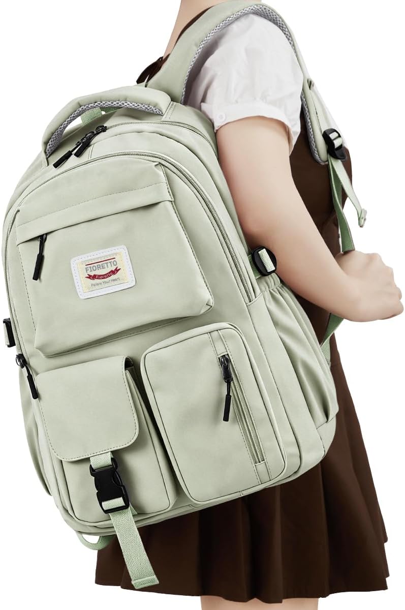 FIORETTO Backpack for School, Teen Girls & Women, School Bag Bookbag with Multi Pockets