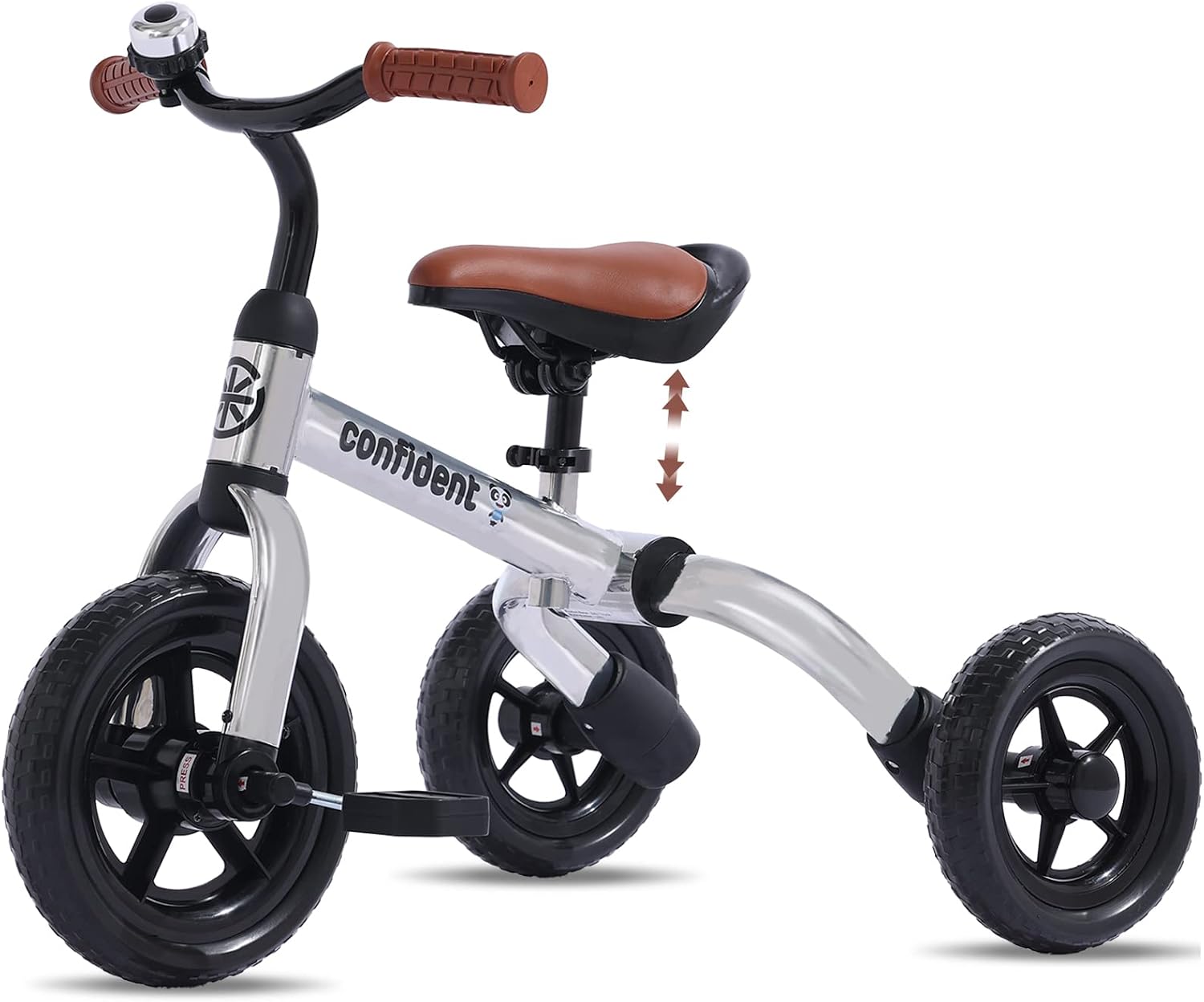 3 in 1 Tricycle for Toddlers Age 2-5, Folding Kids Balance Bike | Tricycles for 3-5 Year Olds, Birthday Gift, Trike with Bell, Children Outdoor Toys, Adjustable Seat|Removable Pedal(Silver)