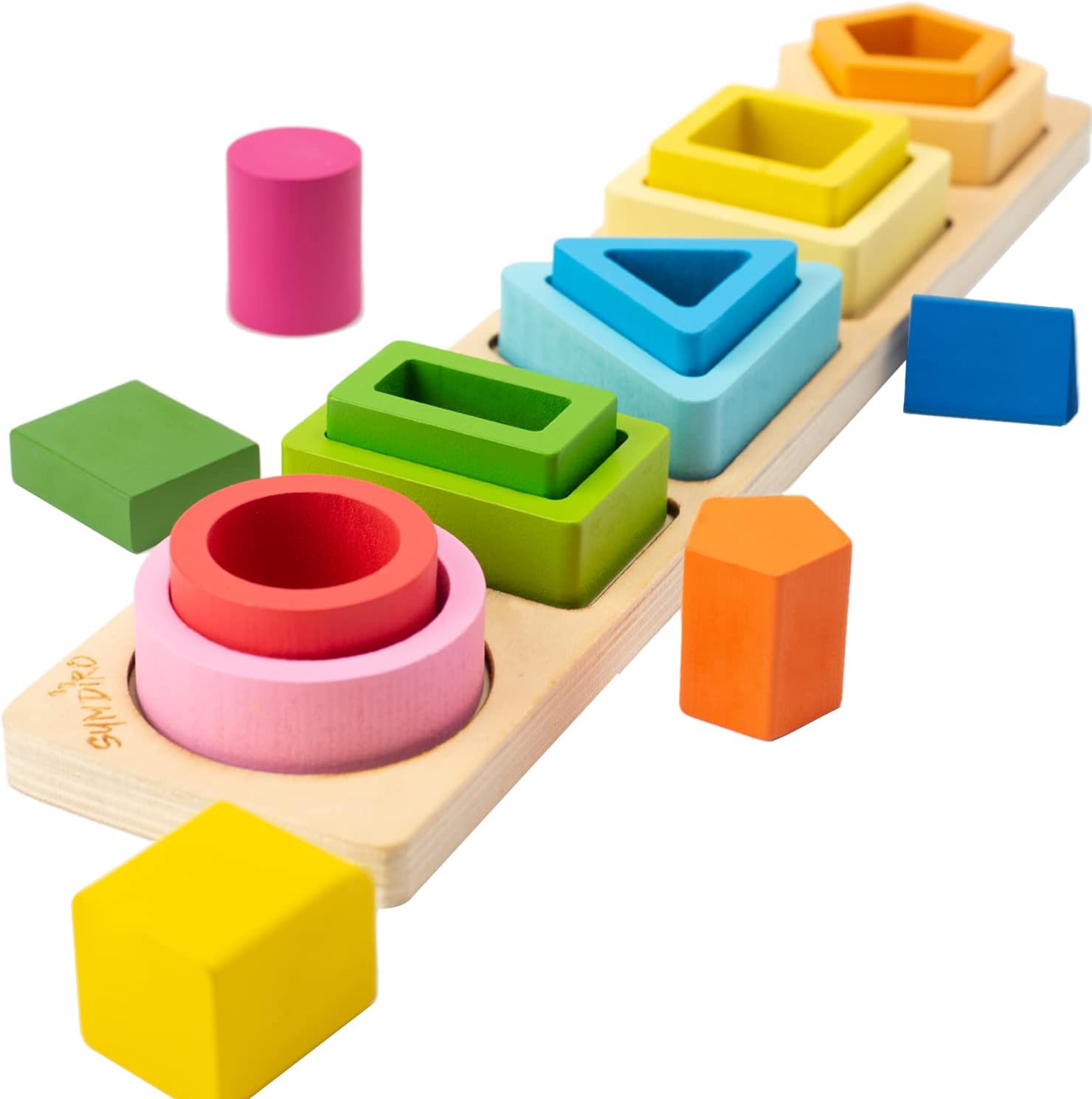 Symdiro Montessori Toys for 1-3 Year Old Boys & Girls, Sensory Learning Set | Wooden Sorting & Stacking Toys for Toddlers, Educational Sensory Gift, Shape & Color Sorter for Logic & Early Learning