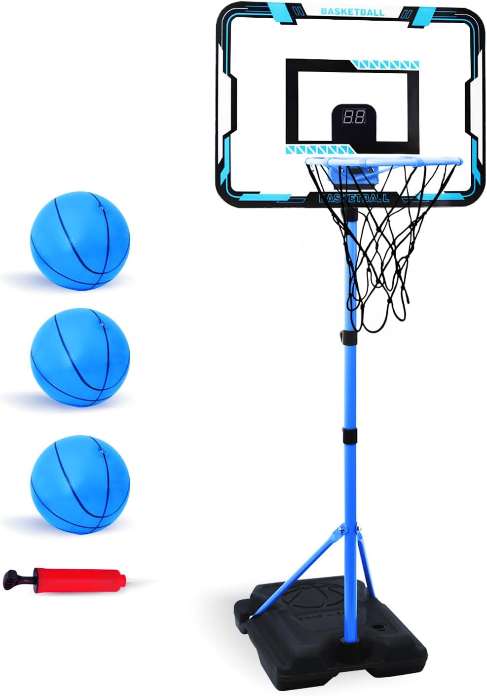 Kids Basketball Hoop, Adjustable Height Toddler Basketball Hoop Stand, Indoor Outdoor Basketball Goal Toy for Boys Girls Ages 3~8 Years Old, Includes 3 Balls, Ideal for Birthday Gift
