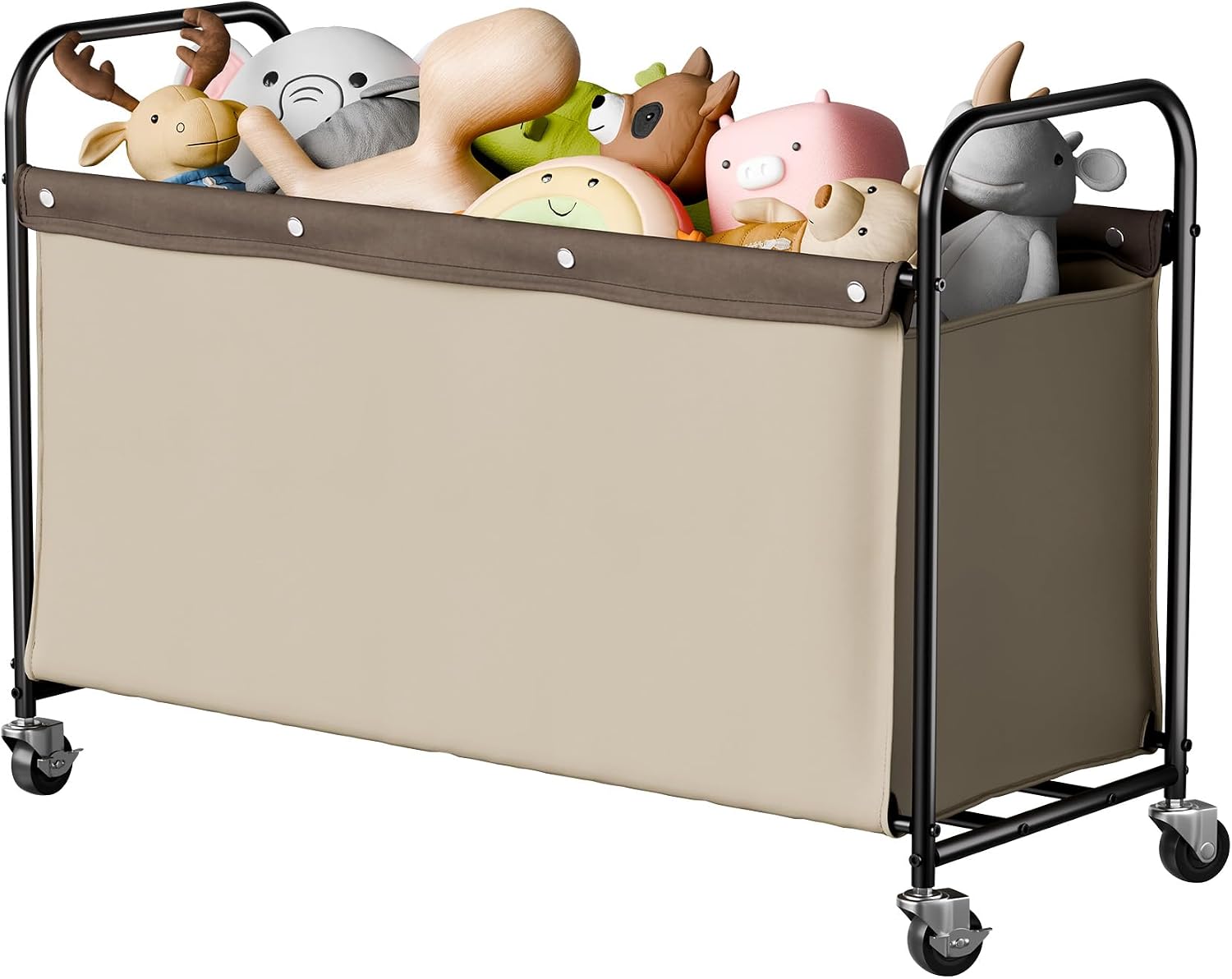 StorageWorks 135L Extra Large Toy Storage Box with Wheels for Boys Girls | Sturdy Metal Frame, 360° Swivel Wheels, Child-Safe Rounded Design, Washable Fabric, Easy Assembly for Kids Rooms & Bedrooms