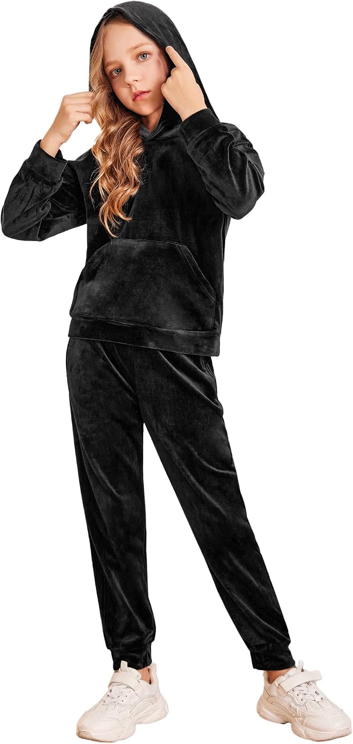 Arshiner Girls Velour Tracksuits 2 Pieces Outfits Hoodies and Sweatpants | Fall Winter Clothing Sets Long Sleeve Pullover Sweatshirts Athletic Casual Velvet Sweatsuits