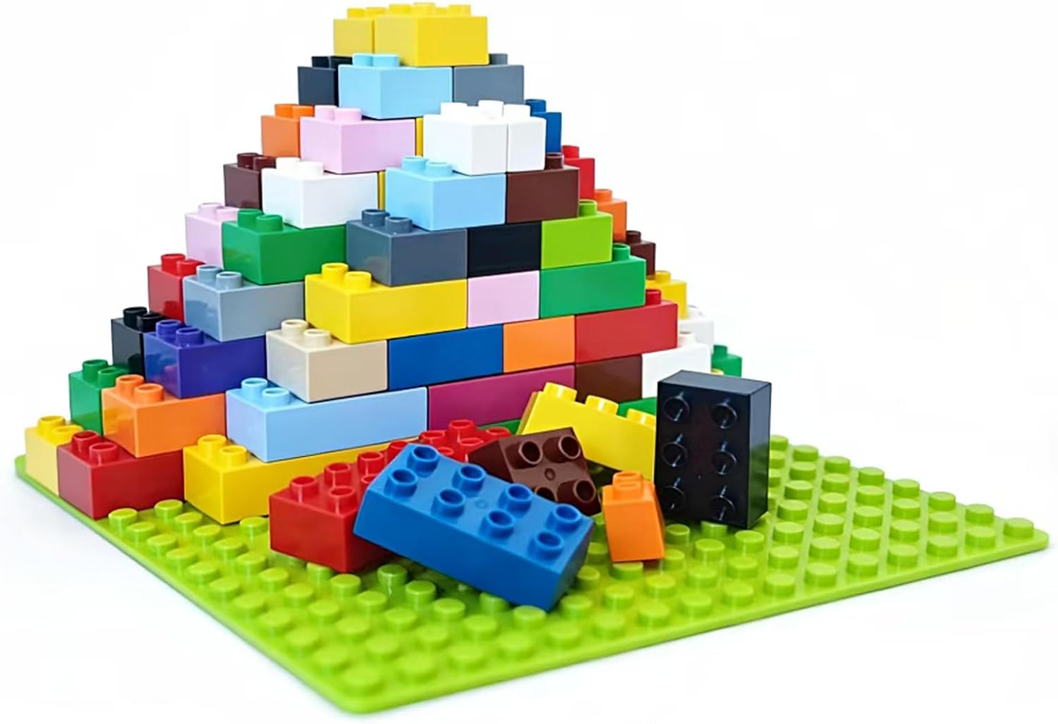 Building Blocks Set for Kids with Baseplate 101Pcs 15 Random Colors | Large size compatible with Lego All Major Brand, birthday gift for 3-5 4-8 children
