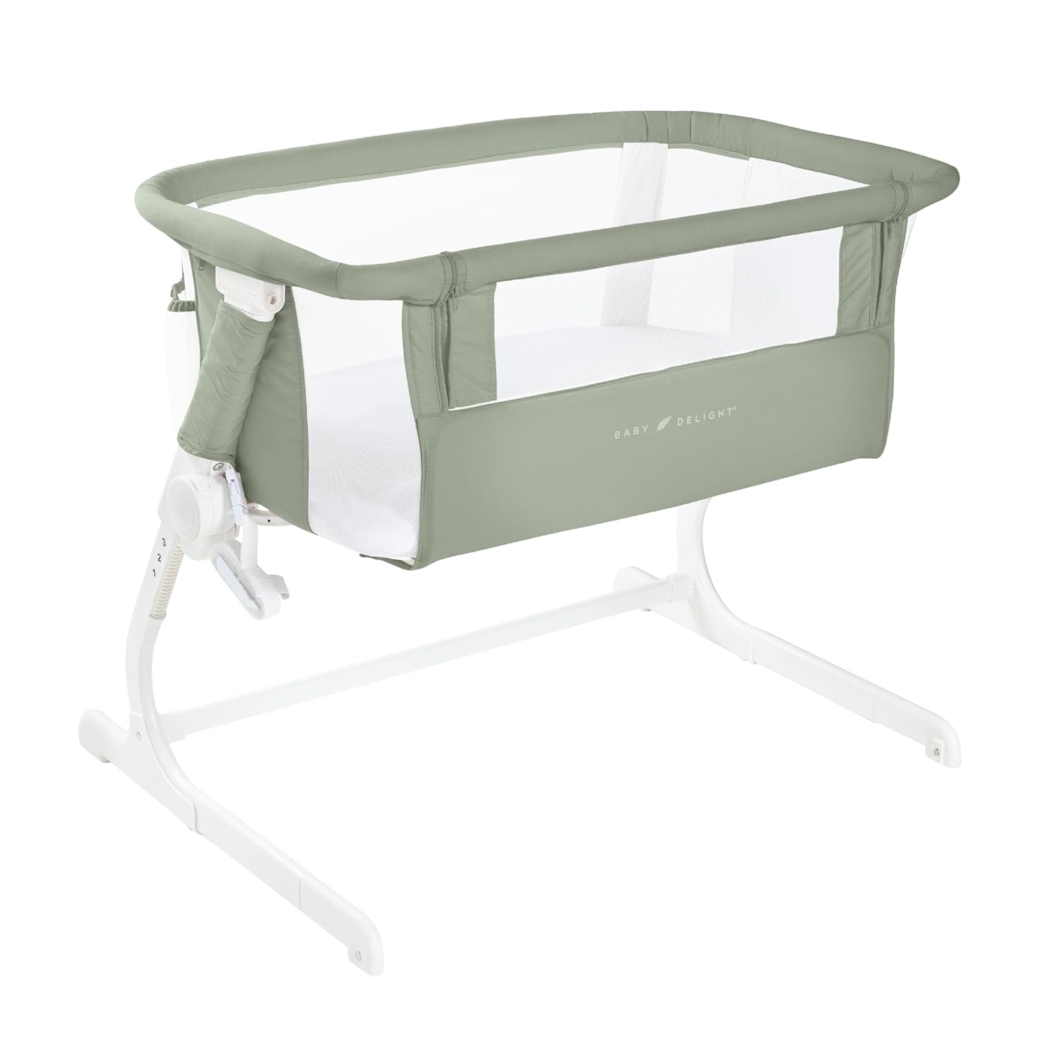 Baby Delight Beside Me™ Dreamer Bassinet, Organic Sage | 6-Position Height Adjustment, Mesh Wall for Air Flow & Visibility, Zip Down Beside Panel, 100% GOTS Certified Organic Cotton