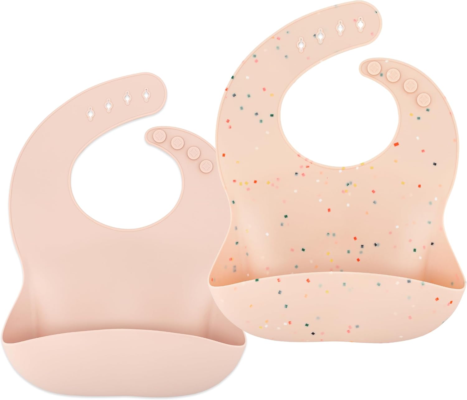 Silicone Bib Set of 2, Waterproof, with Adjustable Neck