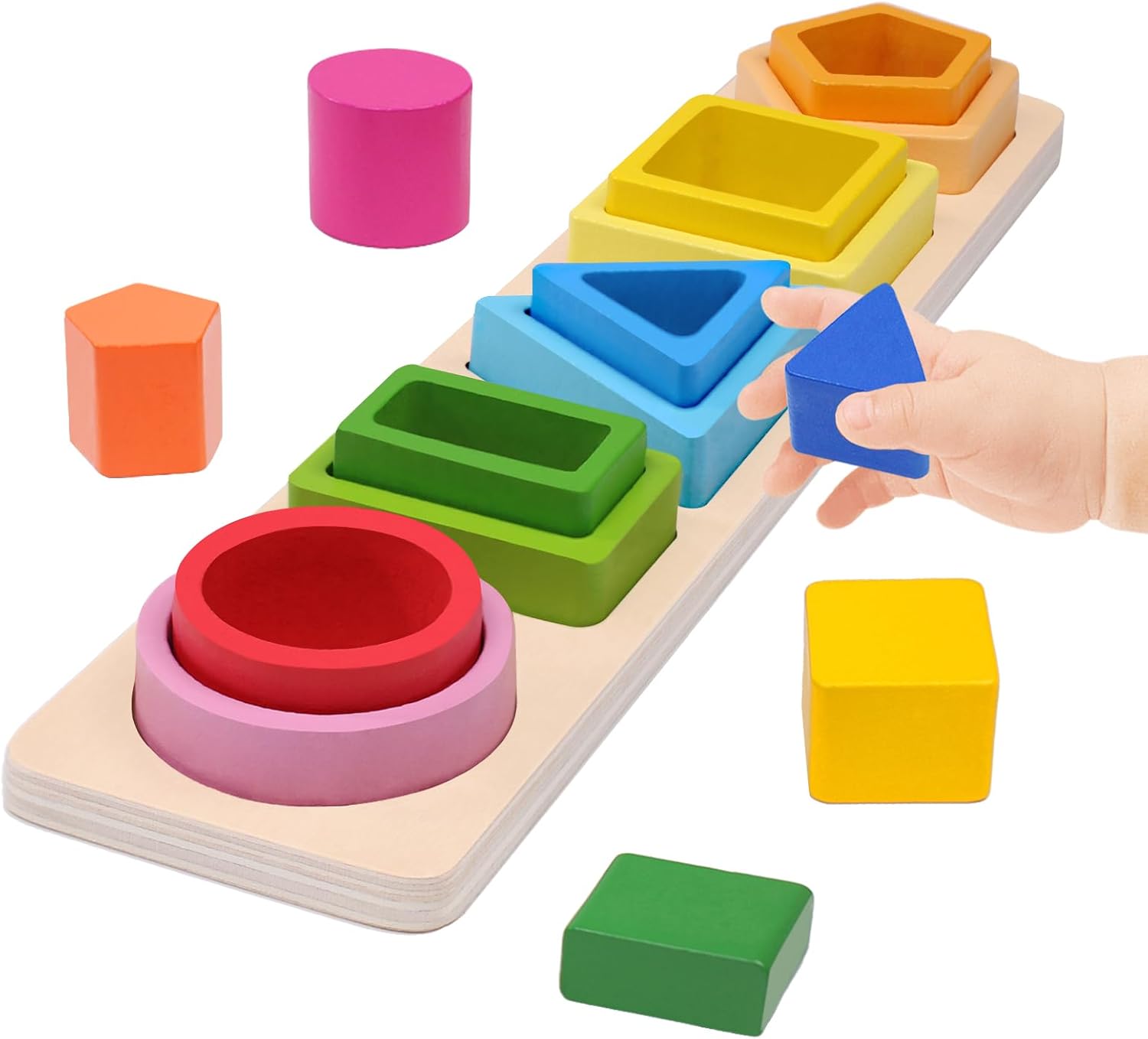 Montessori Toys for 1 Year Old, Stacking Toys Shape Sorter for Toddlers 1-3 | Color Sorting Toddler Educational Toys, Preschool Learning Activities, Christmas Birthday Gift for 1 2 3 Year Old Boys Girls