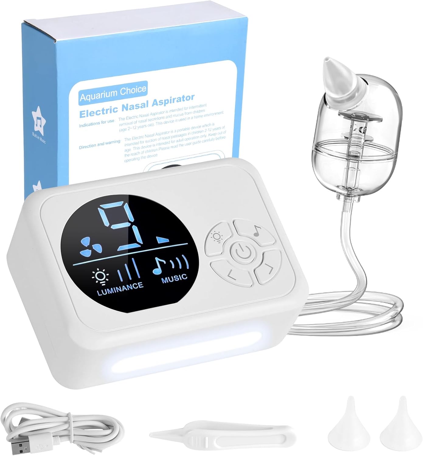 Electric Nasal Aspirator for Suction of Nasal passages with 9-Level Adjustable Powerful Suction,10 Music Available and 3 Level Night Light